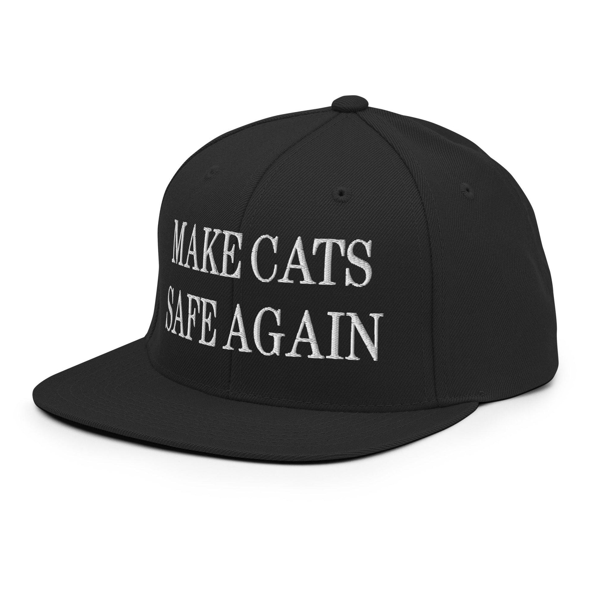 Make Cats Safe Again Embroidered Flat Bill Brim Snapback Hat Capital Crowns Make Again Snapback Hats