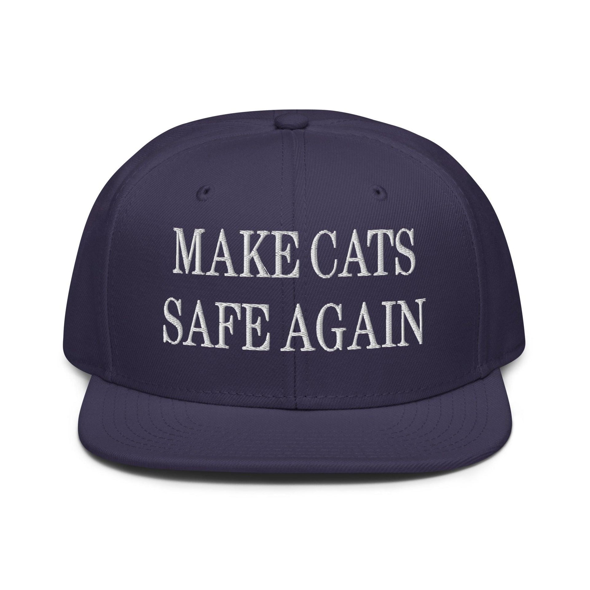Make Cats Safe Again Embroidered Flat Brim Bill Snapback Hat Navy blue Capital Crowns Make Again Snapback Hats