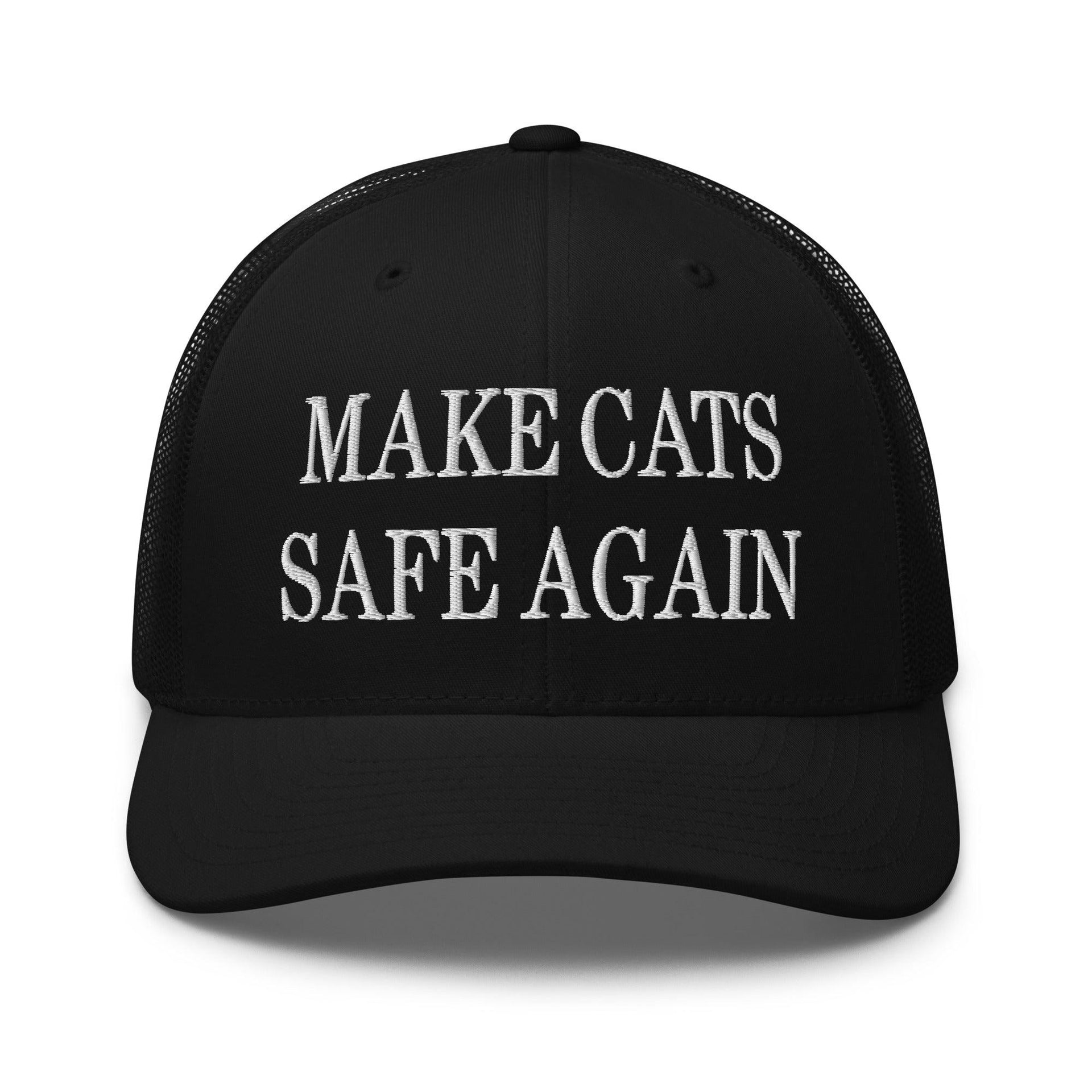 Make Cats Safe Again Embroidered Mesh Trucker Hat Black Capital Crowns Make Again Trucker Hats