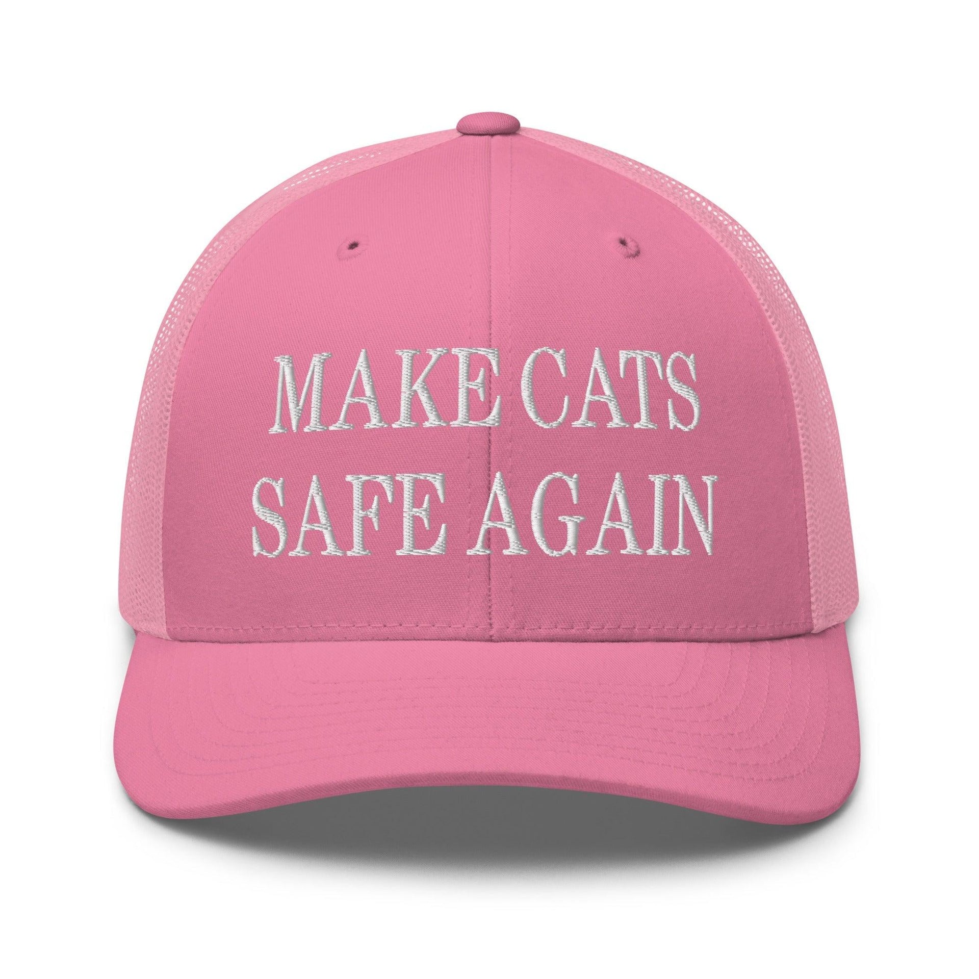 Make Cats Safe Again Embroidered Mesh Trucker Hat Pink Capital Crowns Make Again Trucker Hats