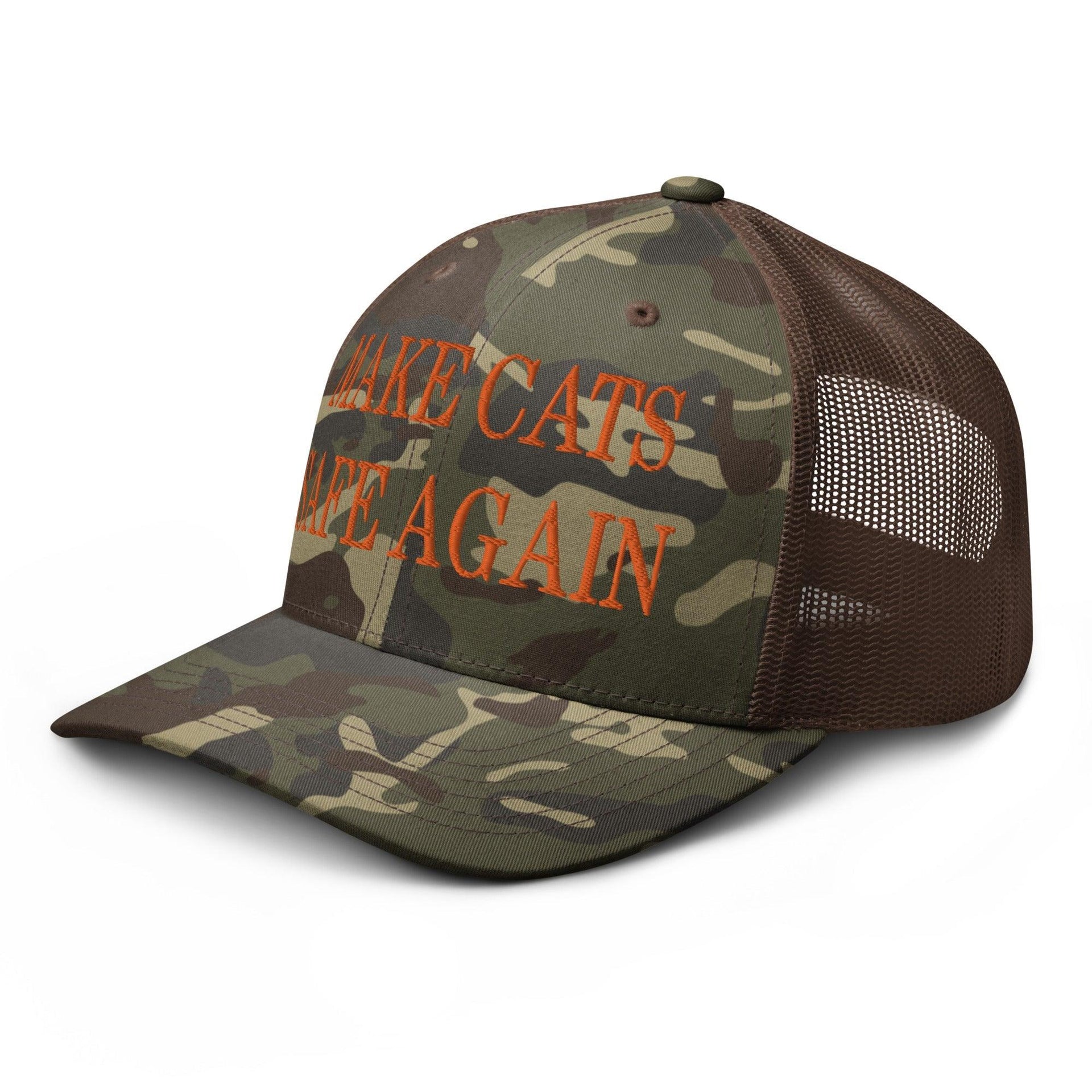 Make Cats Safe Again Embroidered Orange Camo Trucker Hat Capital Crowns Make Again Orange Camo Trucker Hats