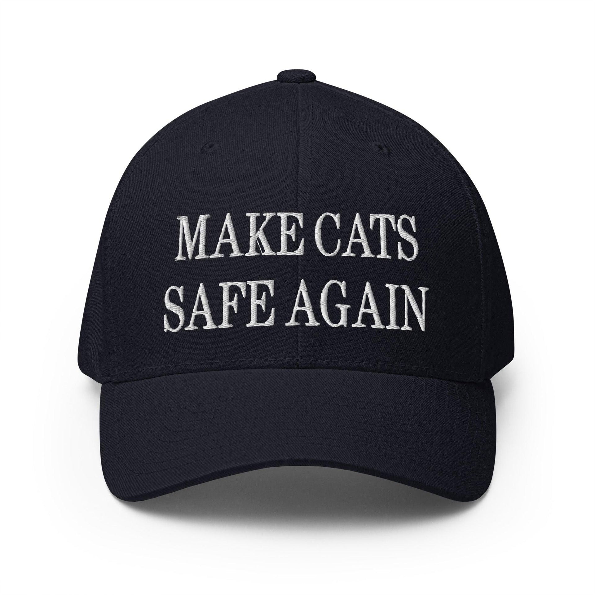 Make Cats Safe Again Embroidered Stretch Fit Baseball Hat Dark Navy Capital Crowns Make Again Stretch Fit