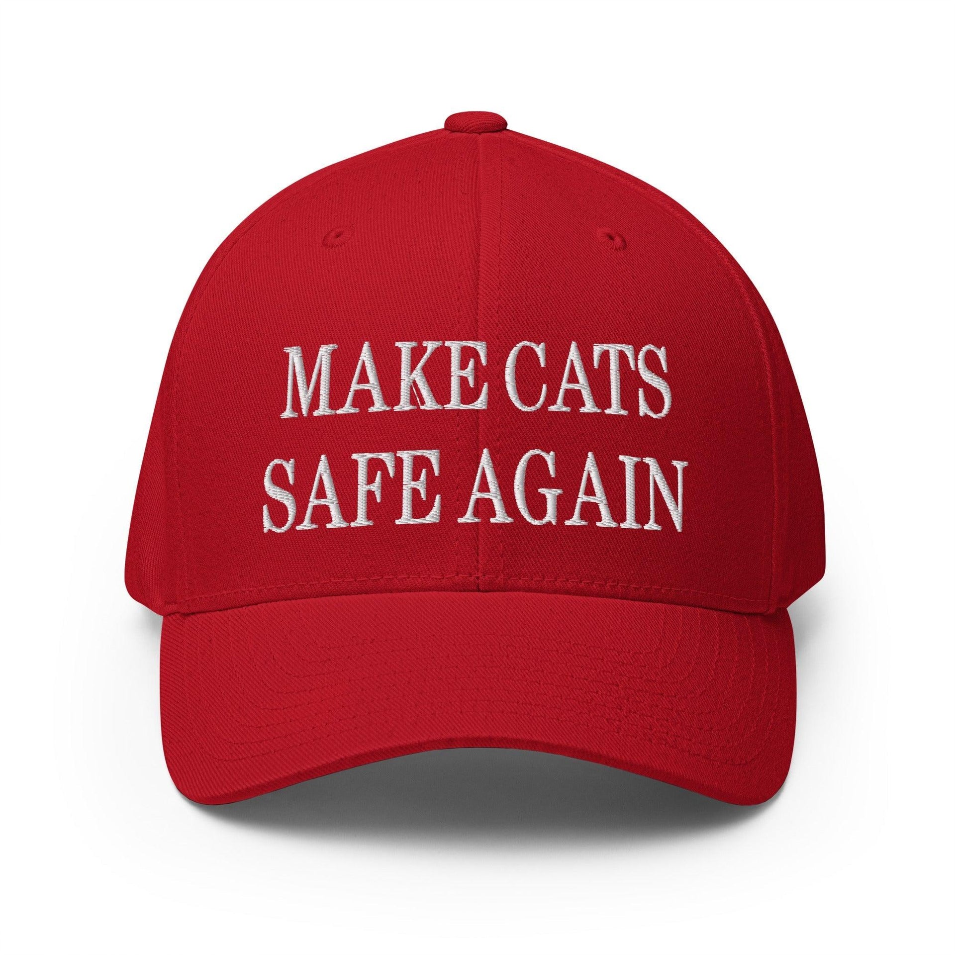 Make Cats Safe Again Embroidered Stretch Fit Baseball Hat Red Capital Crowns Make Again Stretch Fit