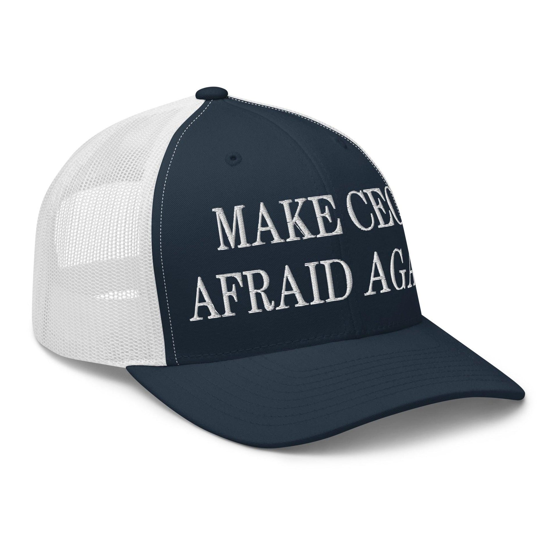 Make CEOs Afraid Again Embroidered Mesh Trucker Hat Capital Crowns LADs Make Again Trucker Hats