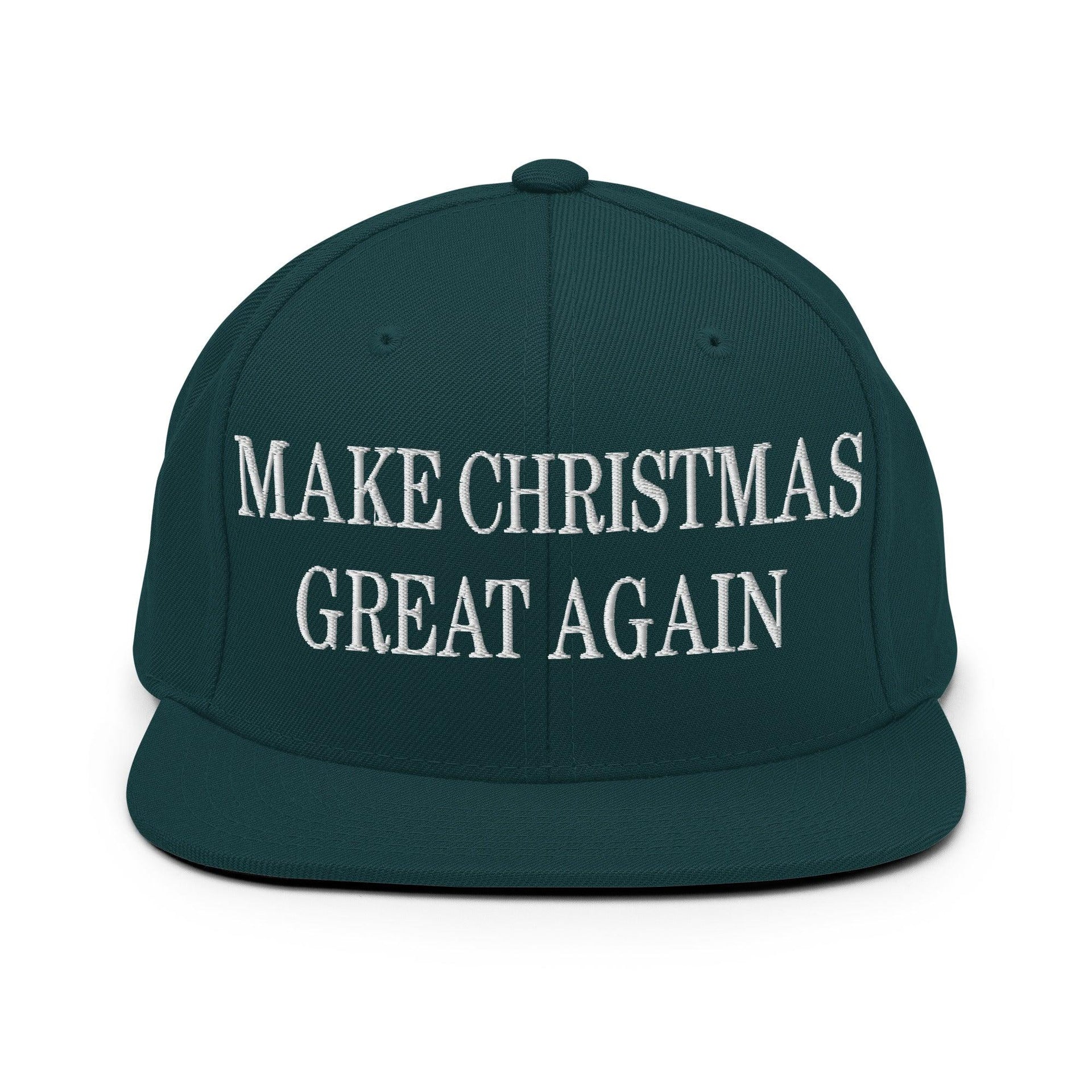 Make Christmas Great Again Embroidered Flat Bill Brim Snapback Hat Spruce Capital Crowns LADs Make Again