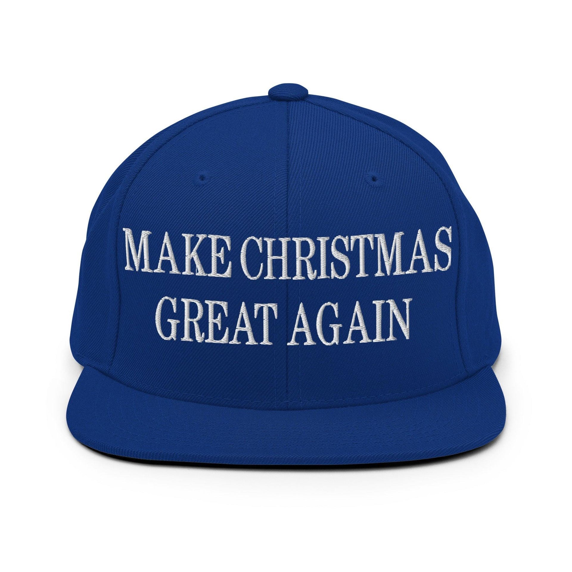 Make Christmas Great Again Embroidered Flat Bill Brim Snapback Hat Royal Blue Capital Crowns LADs Make Again