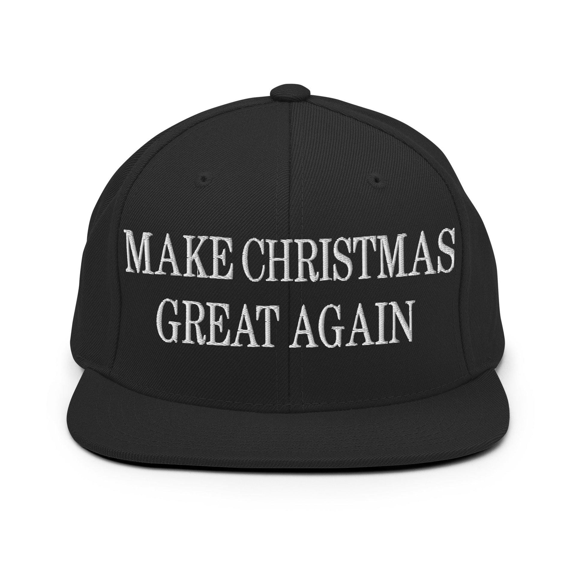 Make Christmas Great Again Embroidered Flat Bill Brim Snapback Hat Black Capital Crowns LADs Make Again