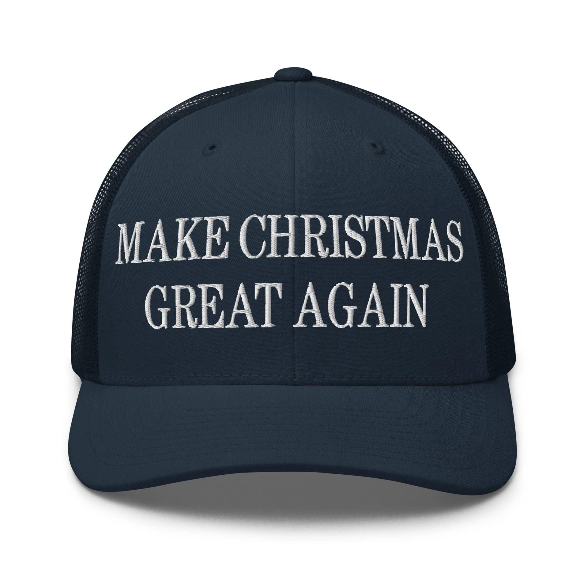 Make Christmas Great Again Embroidered Mesh Trucker Hat Navy Capital Crowns LADs Make Again Trucker Hats