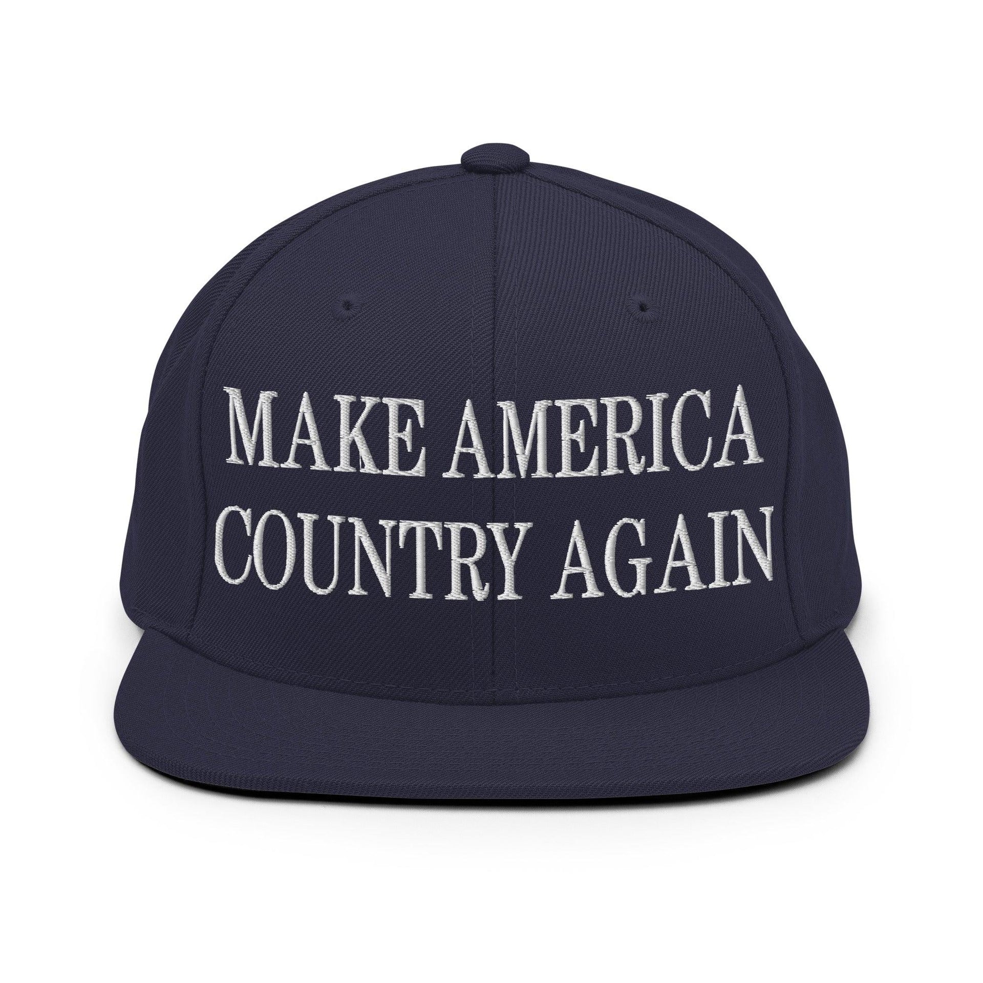 Make Us Country Again Embroidered Flat Bill Brim Snapback Hat Navy Capital Crowns Make Again
