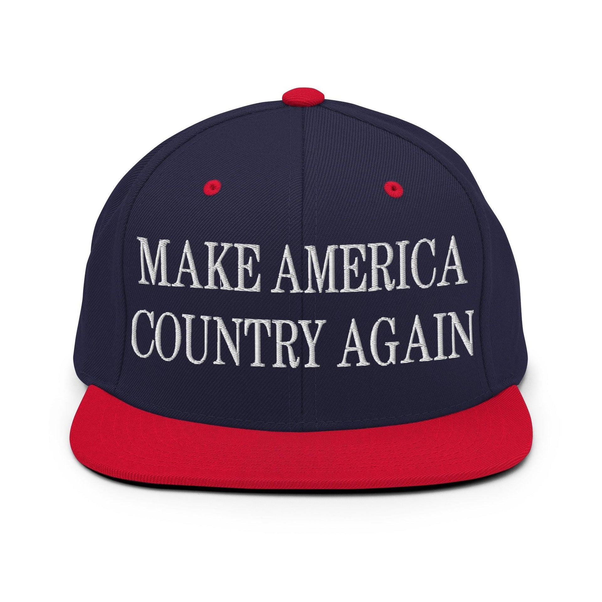 Make Us Country Again Embroidered Flat Bill Brim Snapback Hat Navy Red Capital Crowns Make Again