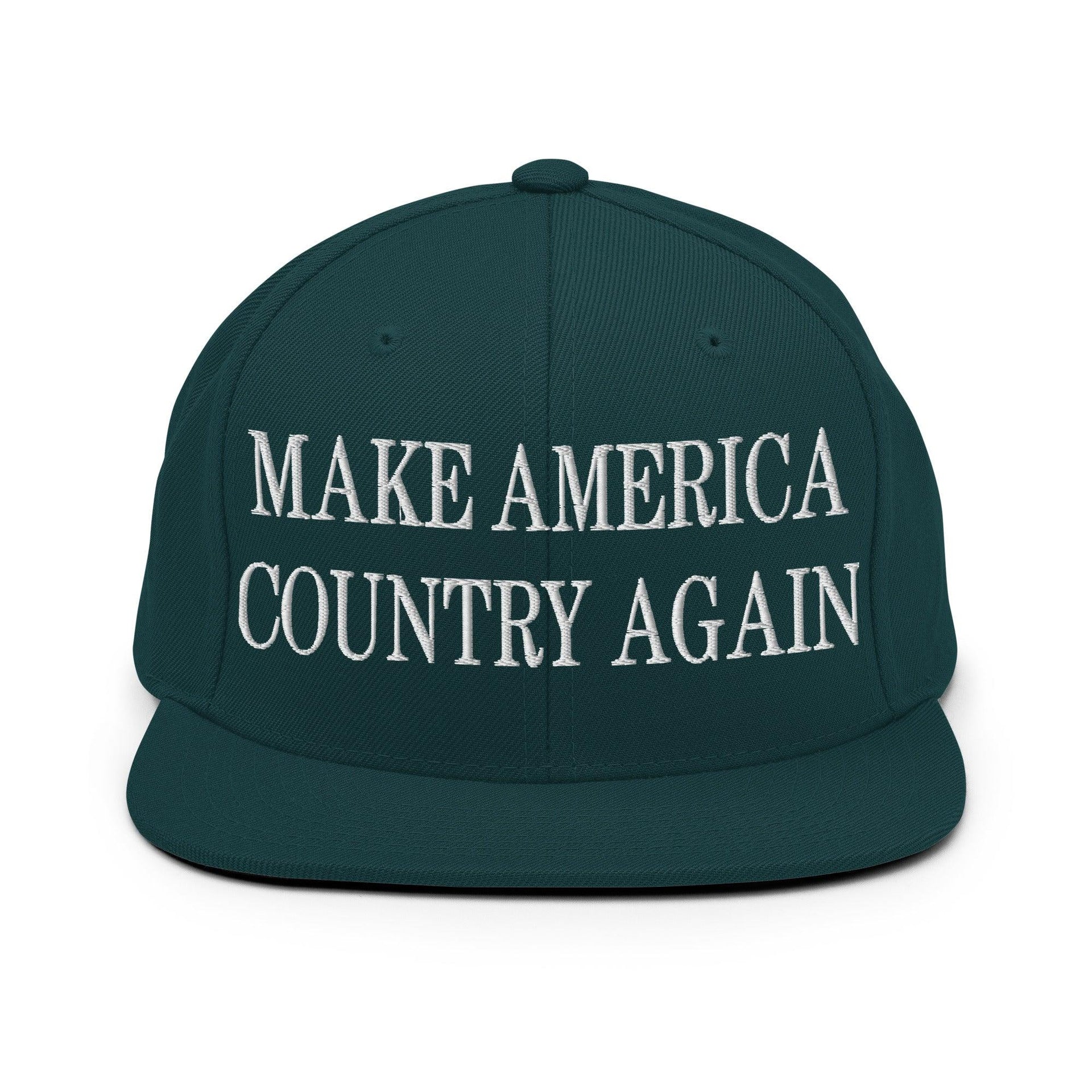 Make Us Country Again Embroidered Flat Bill Brim Snapback Hat Spruce Capital Crowns Make Again