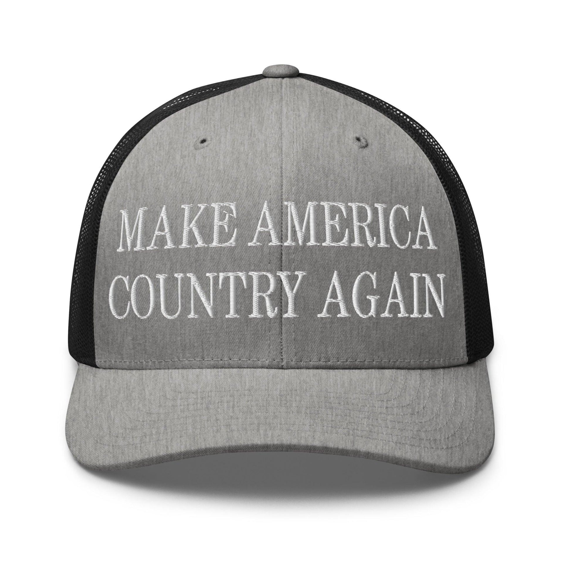 Make Us Country Again Embroidered Mesh Trucker Hat Heather Black Capital Crowns Make Again Trucker Hats