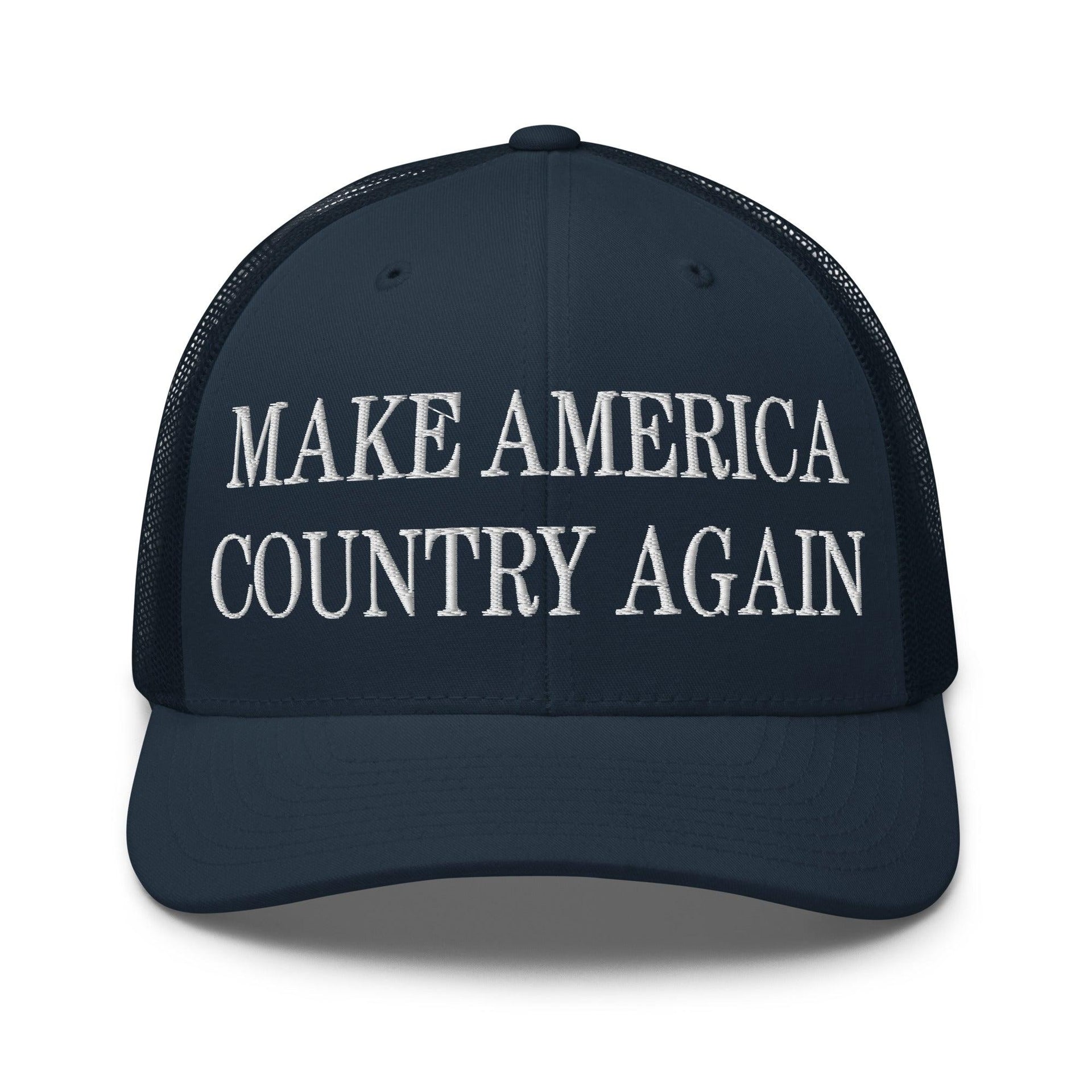 Make Us Country Again Embroidered Mesh Trucker Hat Navy Capital Crowns Make Again Trucker Hats