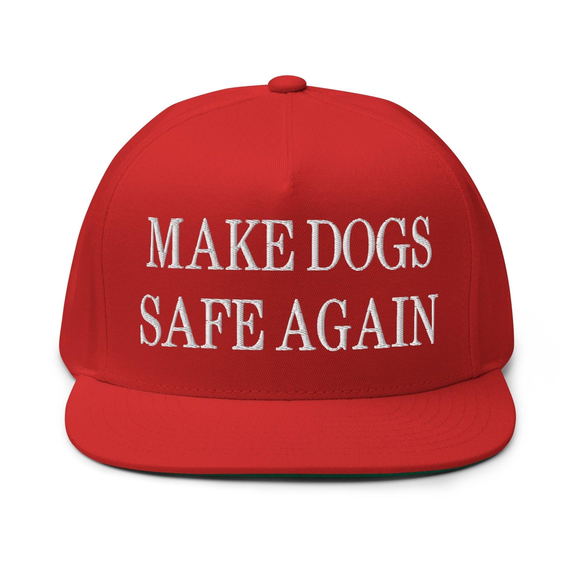 Make Dogs Safe Again Embroidered 5 Panel Flat Bill Brim Snapback Hat Red Capital Crowns Make Again Snapback Hats