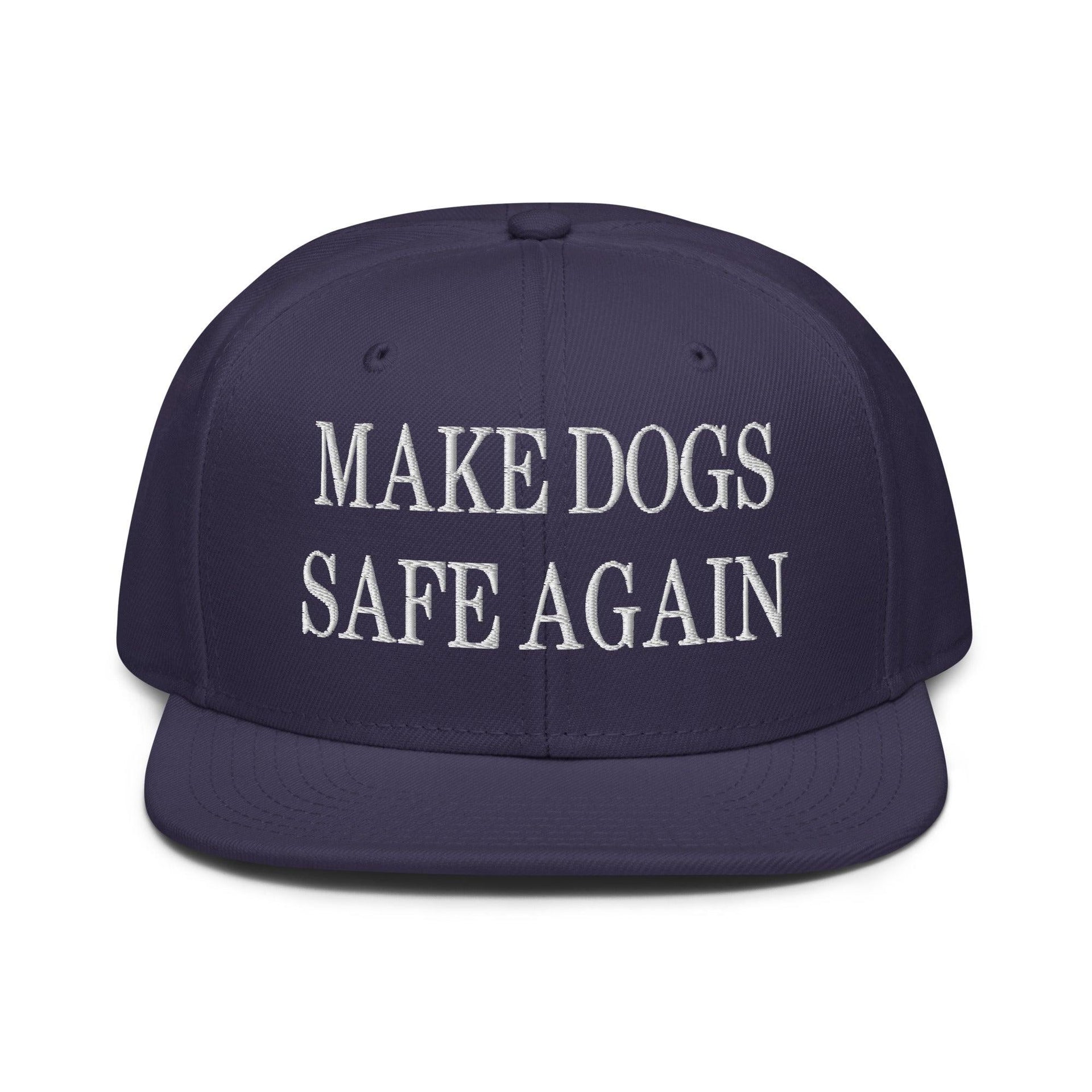 Make Dogs Safe Again Embroidered Flat Brim Bill Snapback Hat Navy blue Capital Crowns Make Again Snapback Hats