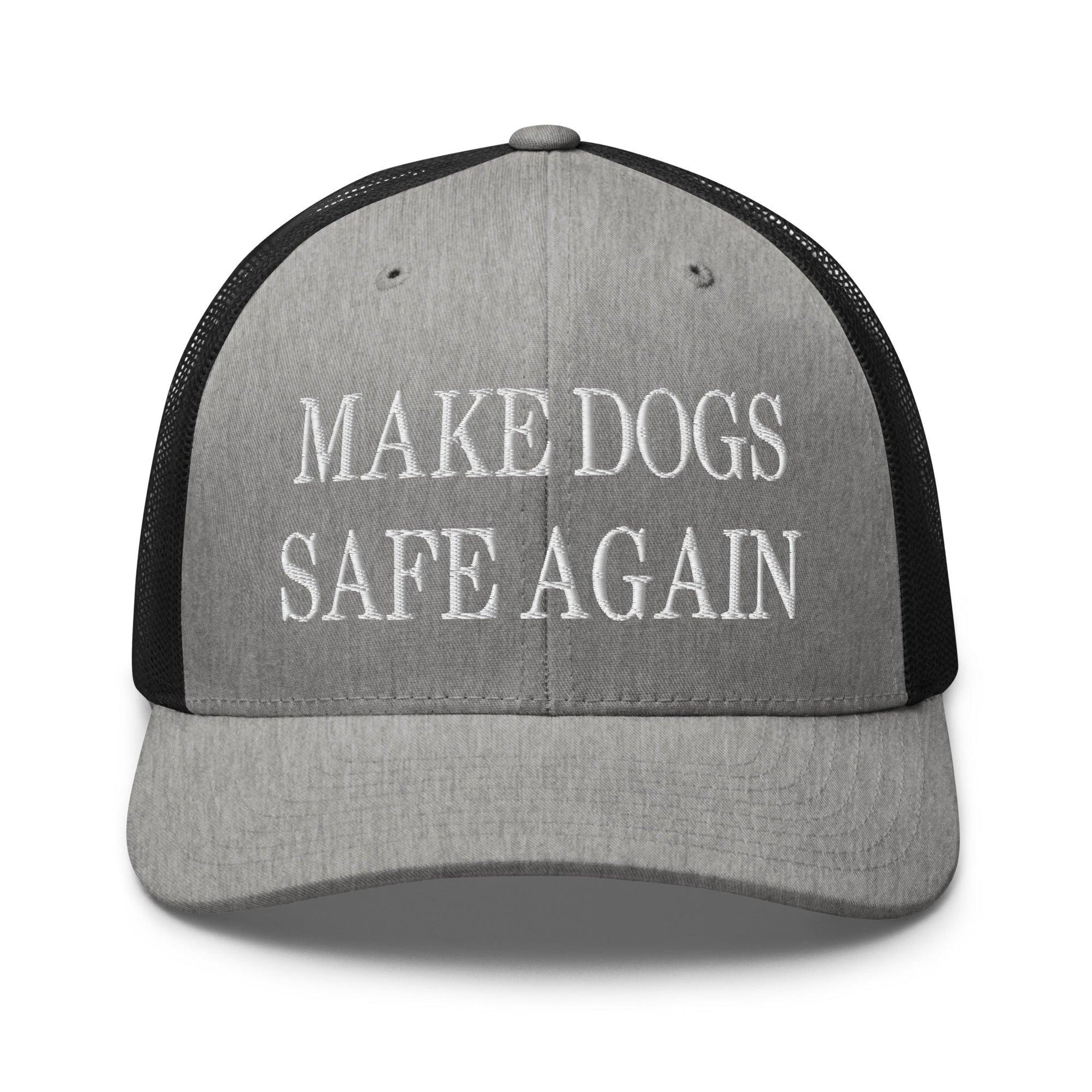 Make Dogs Safe Again Embroidered Mesh Trucker Hat Heather Black Capital Crowns Make Again Trucker Hats