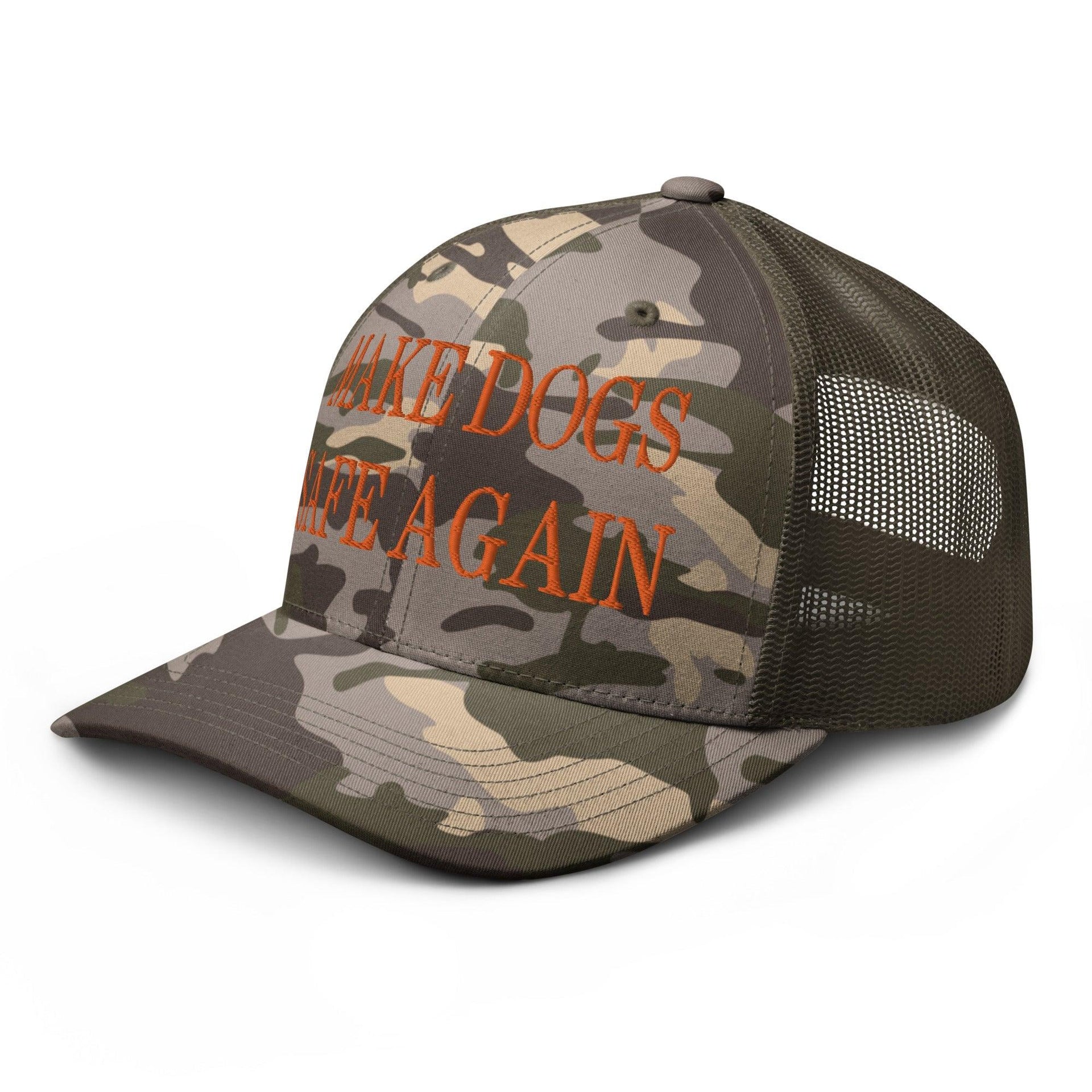 Make Dogs Safe Again Embroidered Orange Camo Trucker Hat Capital Crowns Make Again Orange Camo Trucker Hats