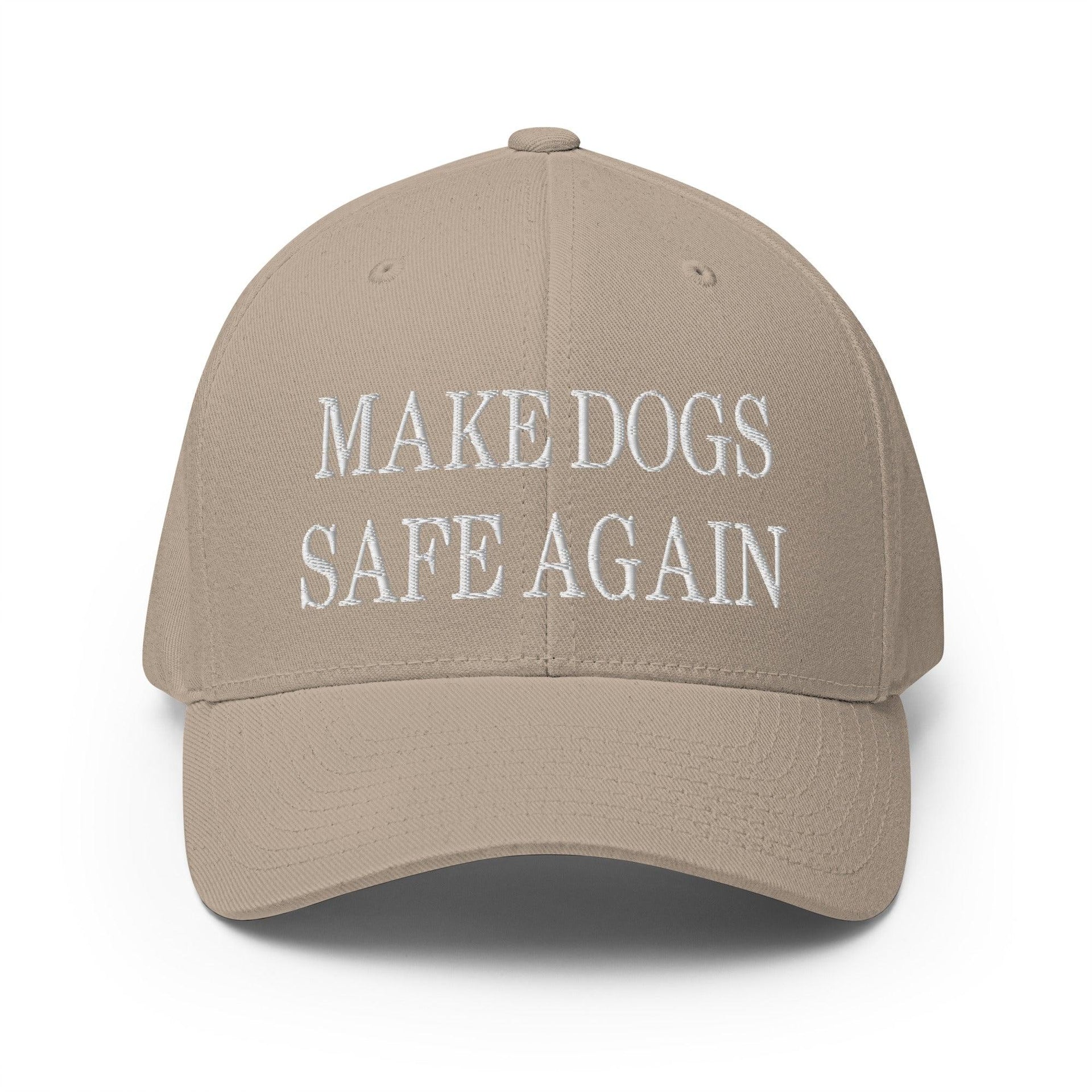 Make Dogs Safe Again Embroidered Stretch Fit Baseball Hat Khaki Capital Crowns Make Again Stretch Fit