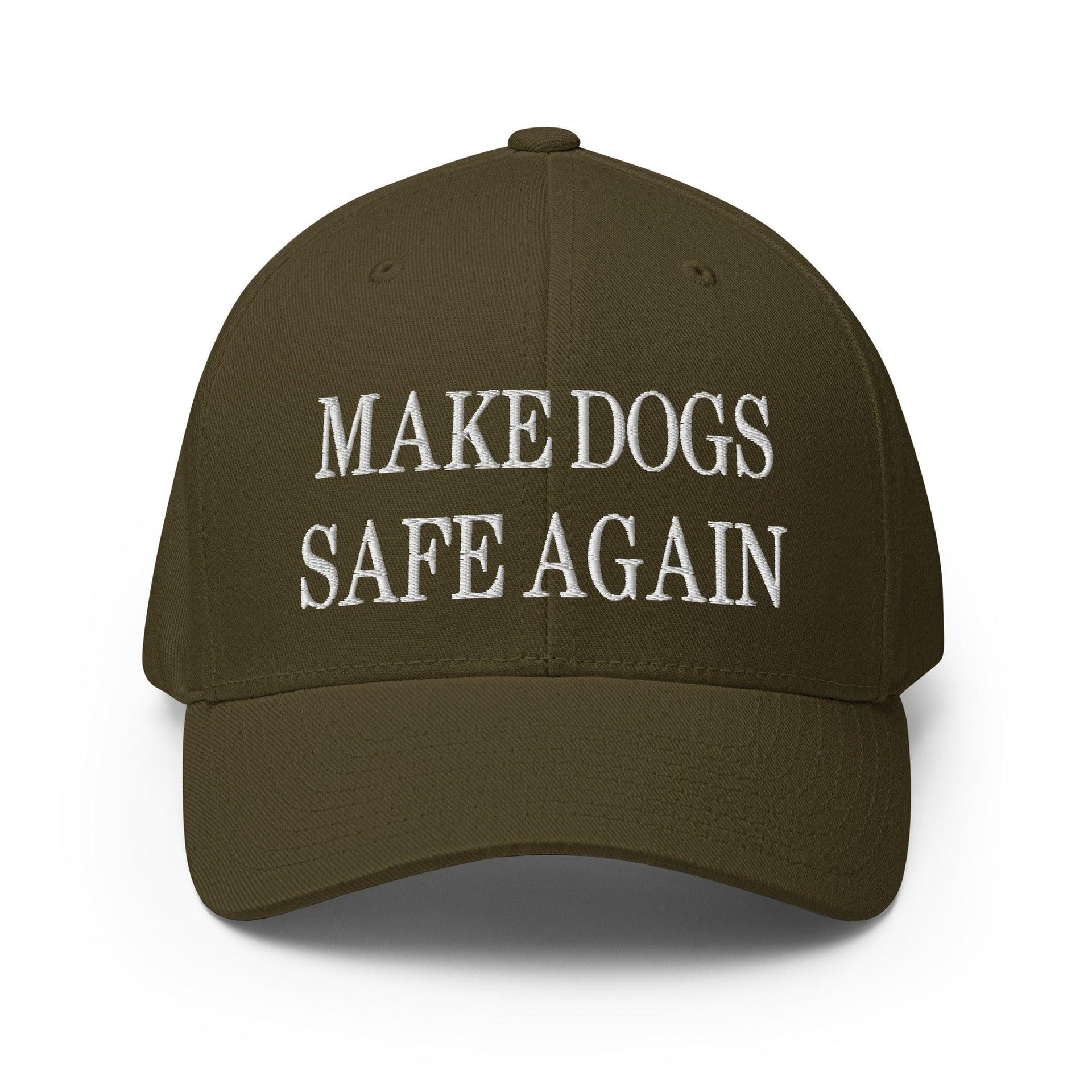 Make Dogs Safe Again Embroidered Stretch Fit Baseball Hat Olive Capital Crowns Make Again Stretch Fit