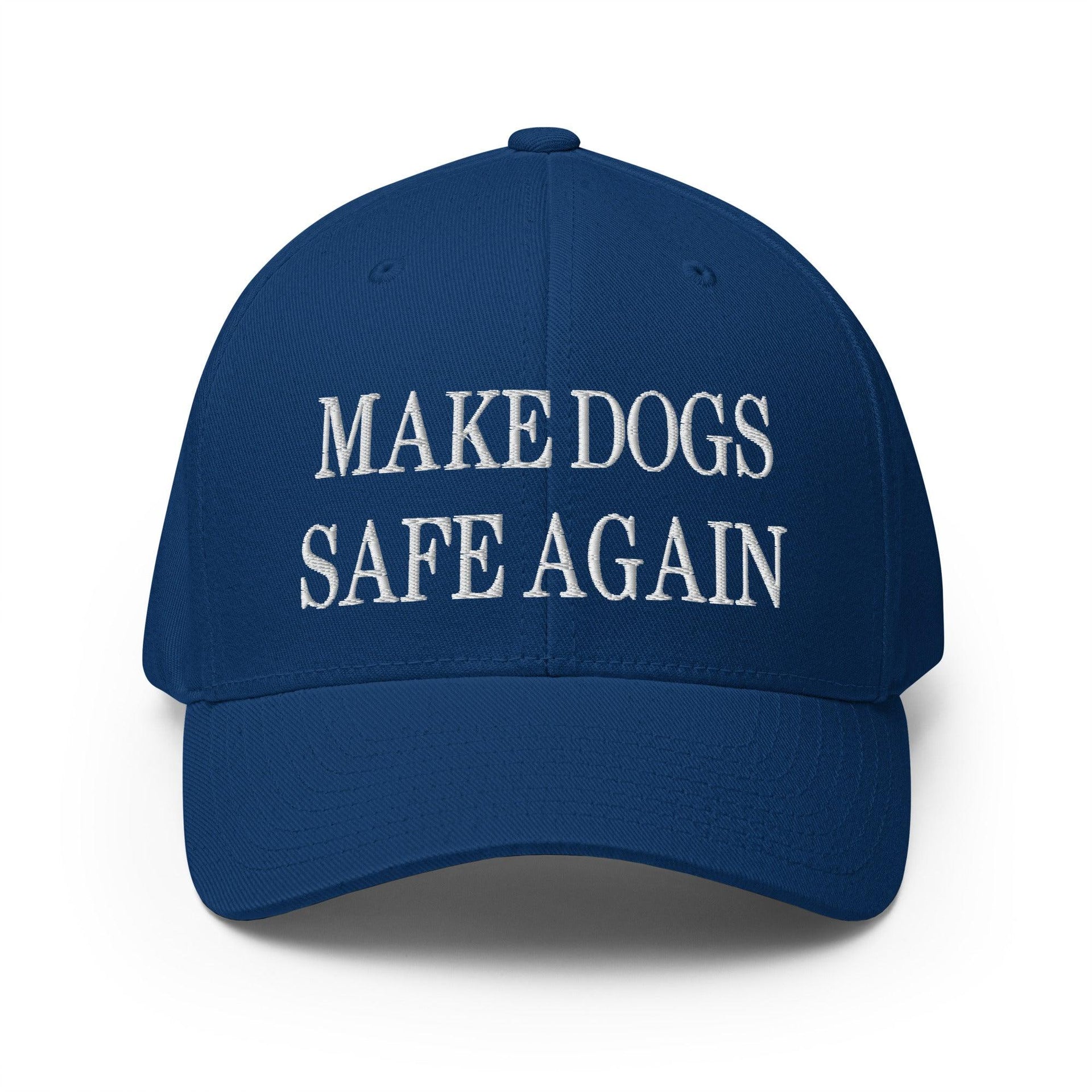 Make Dogs Safe Again Embroidered Stretch Fit Baseball Hat Royal Blue Capital Crowns Make Again Stretch Fit