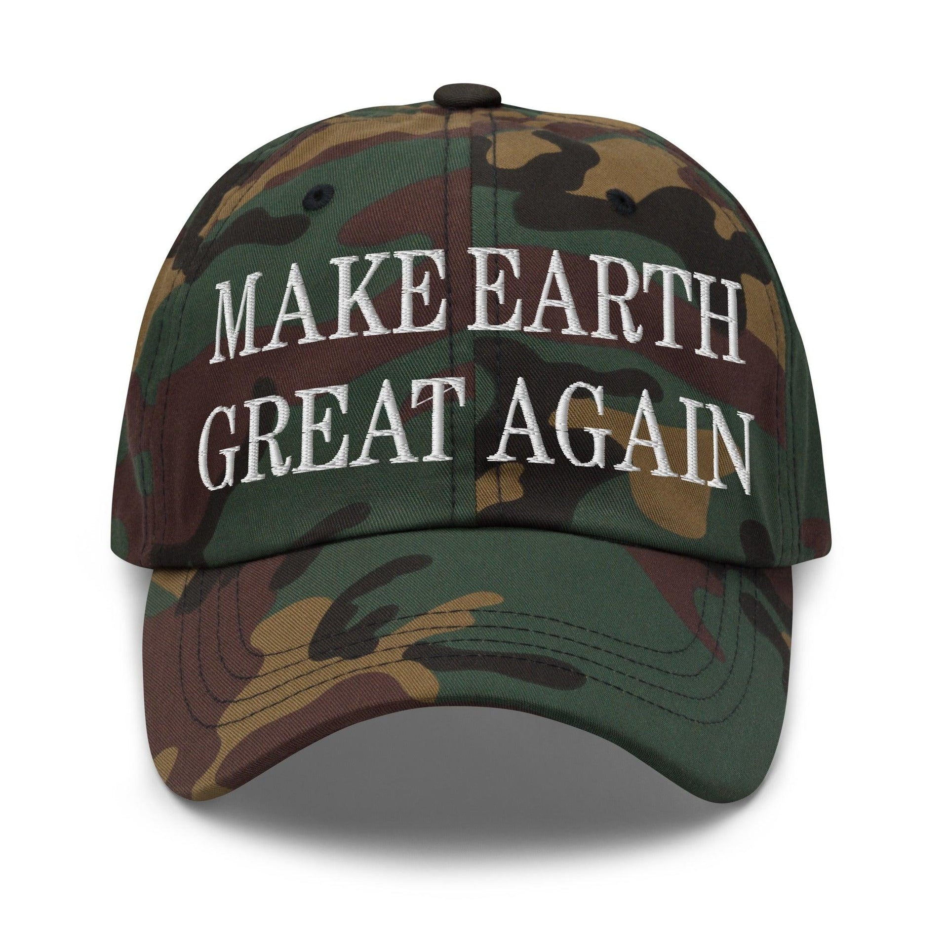 Make Earth Great Again Embroidered Dad Hat Green Camo Capital Crowns Dad Hats LADs Make Again