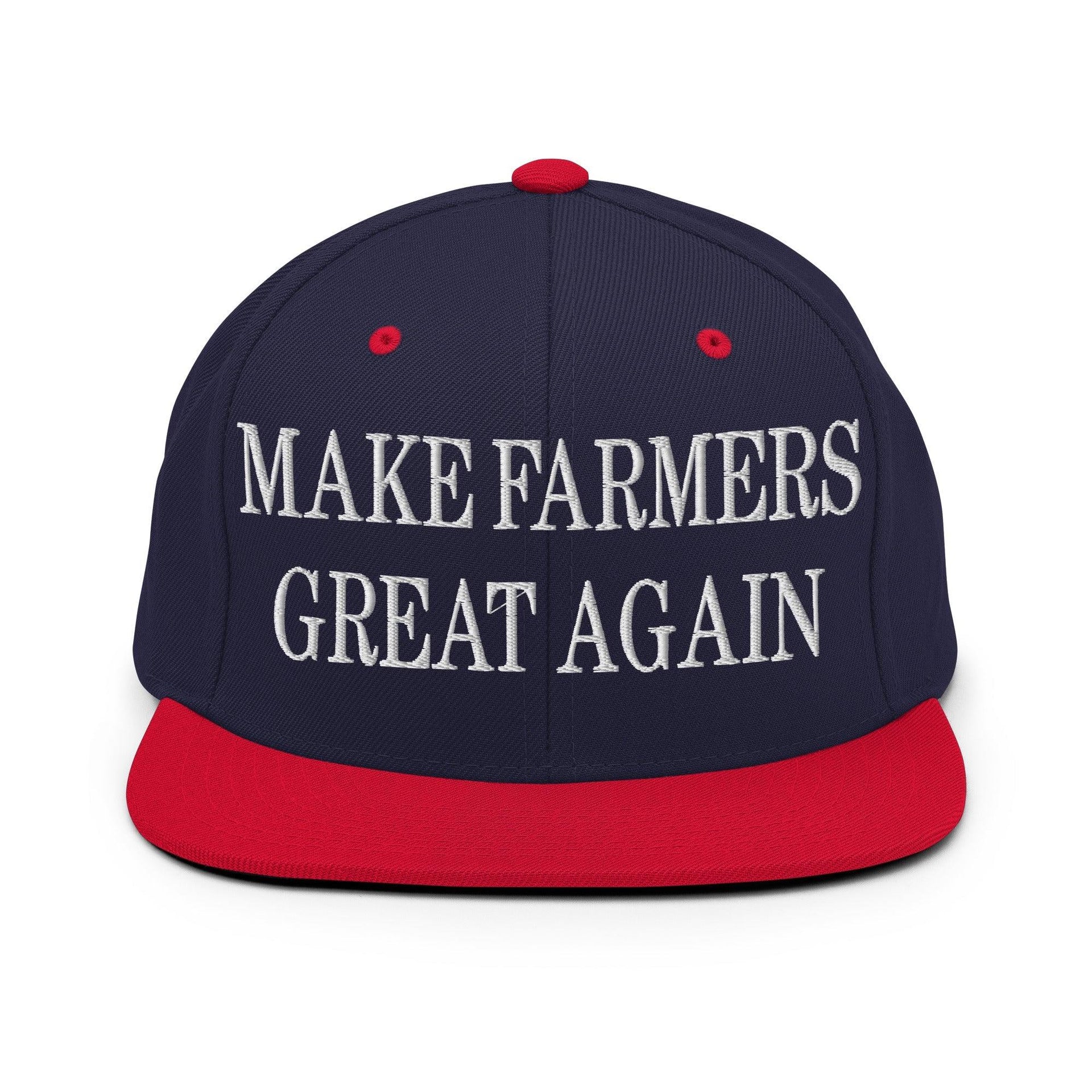Make Farmers Great Again Embroidered Flat Bill Brim Snapback Hat Navy Red Capital Crowns LADs Make Again
