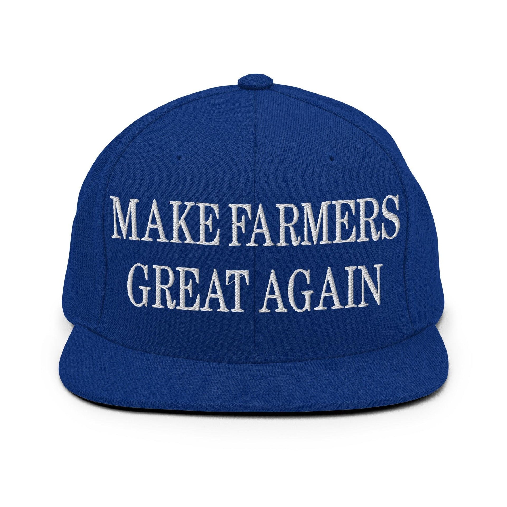 Make Farmers Great Again Embroidered Flat Bill Brim Snapback Hat Royal Blue Capital Crowns LADs Make Again