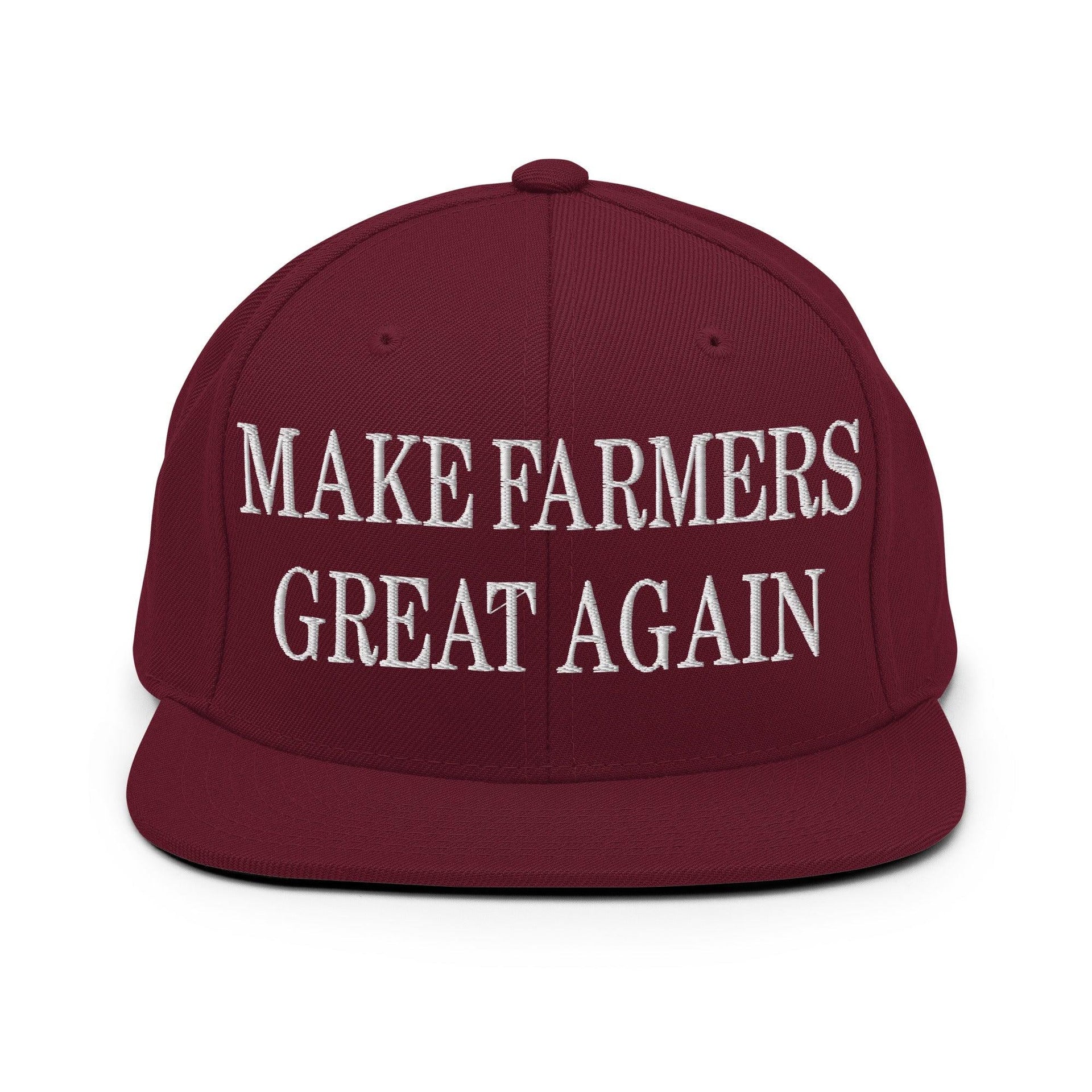 Make Farmers Great Again Embroidered Flat Bill Brim Snapback Hat Maroon Capital Crowns LADs Make Again