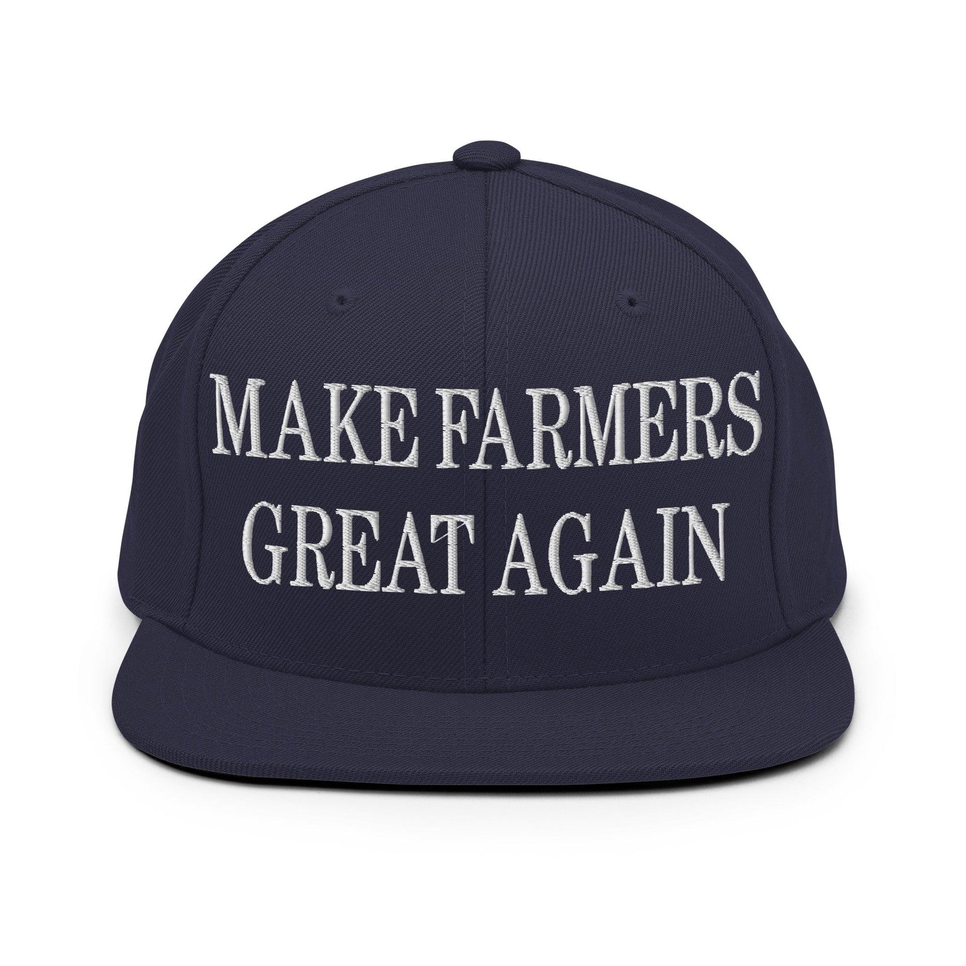 Make Farmers Great Again Embroidered Flat Bill Brim Snapback Hat Navy Capital Crowns LADs Make Again