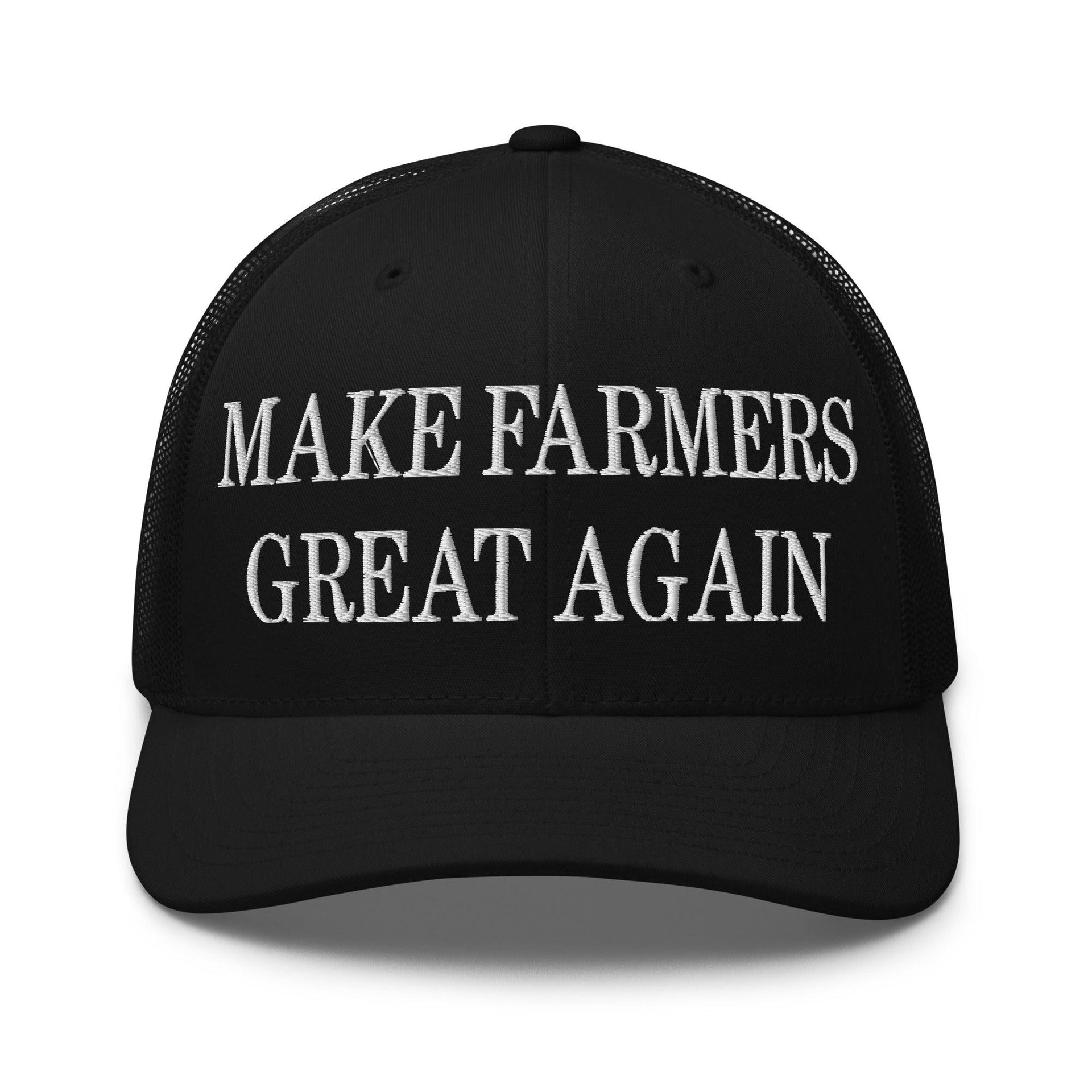 Make Farmers Great Again Embroidered Mesh Trucker Hat Black Capital Crowns LADs Make Again Trucker Hats