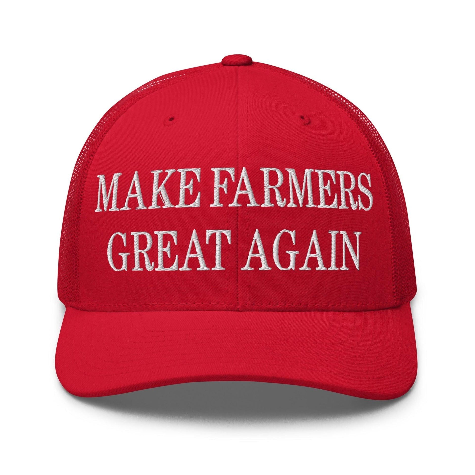 Make Farmers Great Again Embroidered Mesh Trucker Hat Red Capital Crowns LADs Make Again Trucker Hats