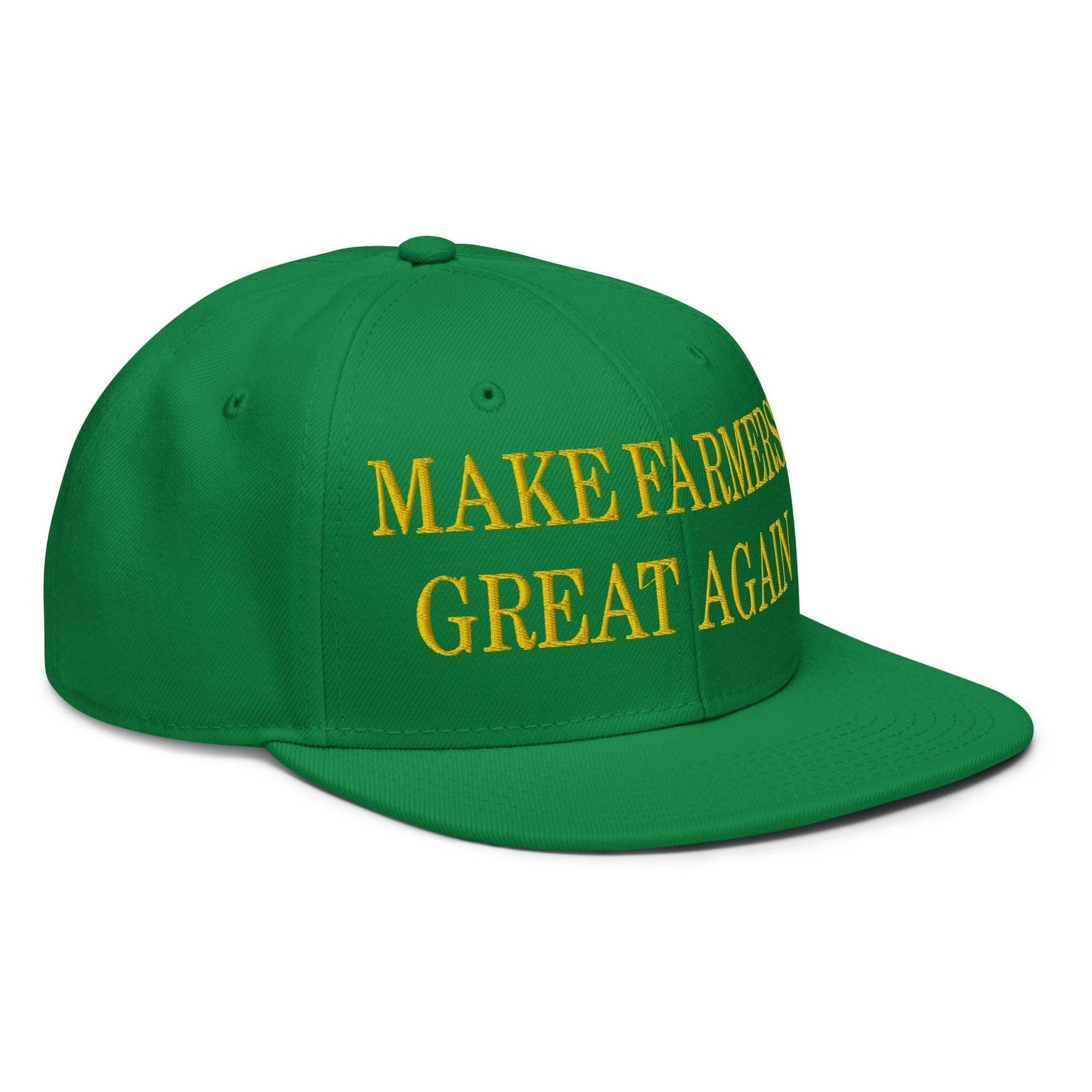 Make Farmers Great Again Green Yellow Embroidered Flat Bill Brim Snapback Hat Capital Crowns Make Again