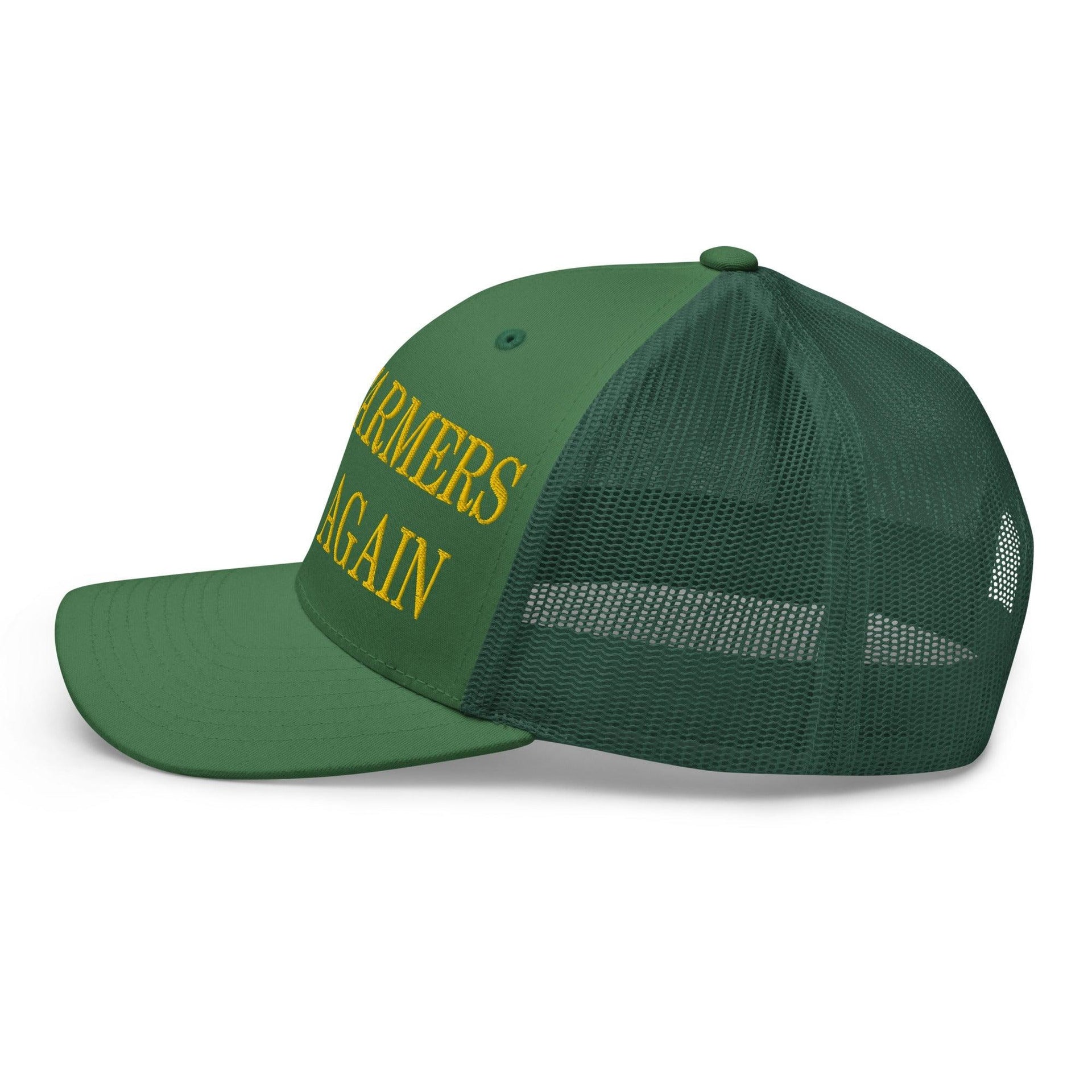 Make Farmers Great Again Green Yellow Embroidered Mesh Trucker Hat Capital Crowns LADs Make Again Trucker Hats