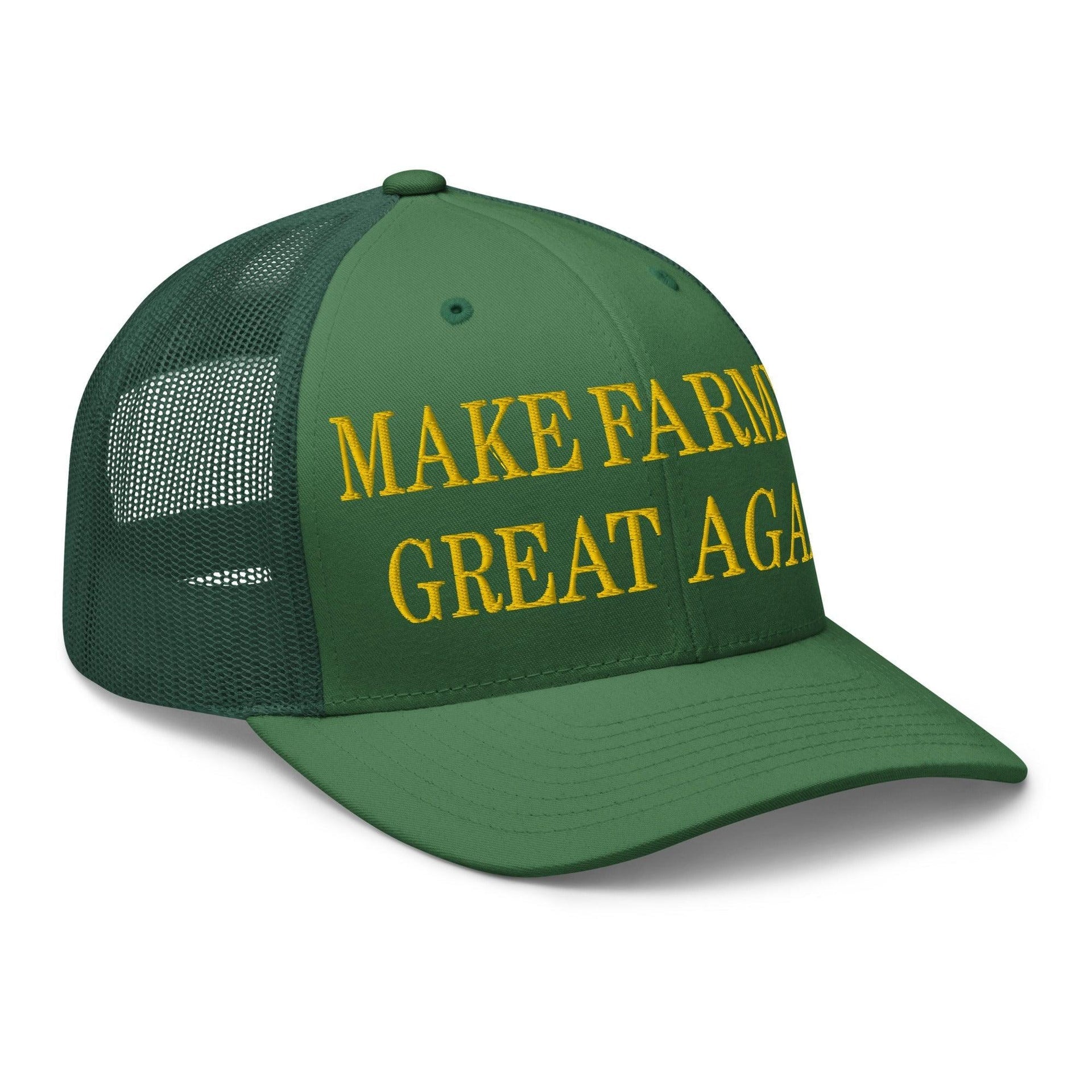 Make Farmers Great Again Green Yellow Embroidered Mesh Trucker Hat Capital Crowns LADs Make Again Trucker Hats