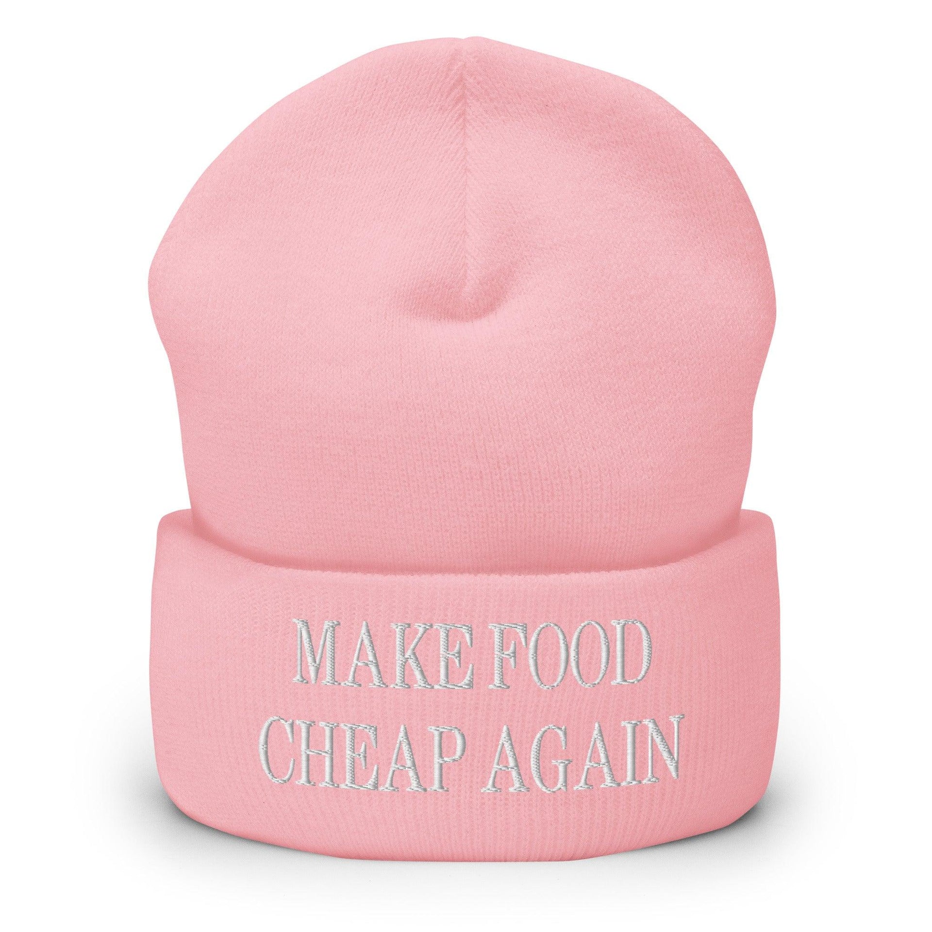 Make Food It Again Embroidered Knit Cuffed Beanie Baby Pink Beanies Capital Crowns Make Again