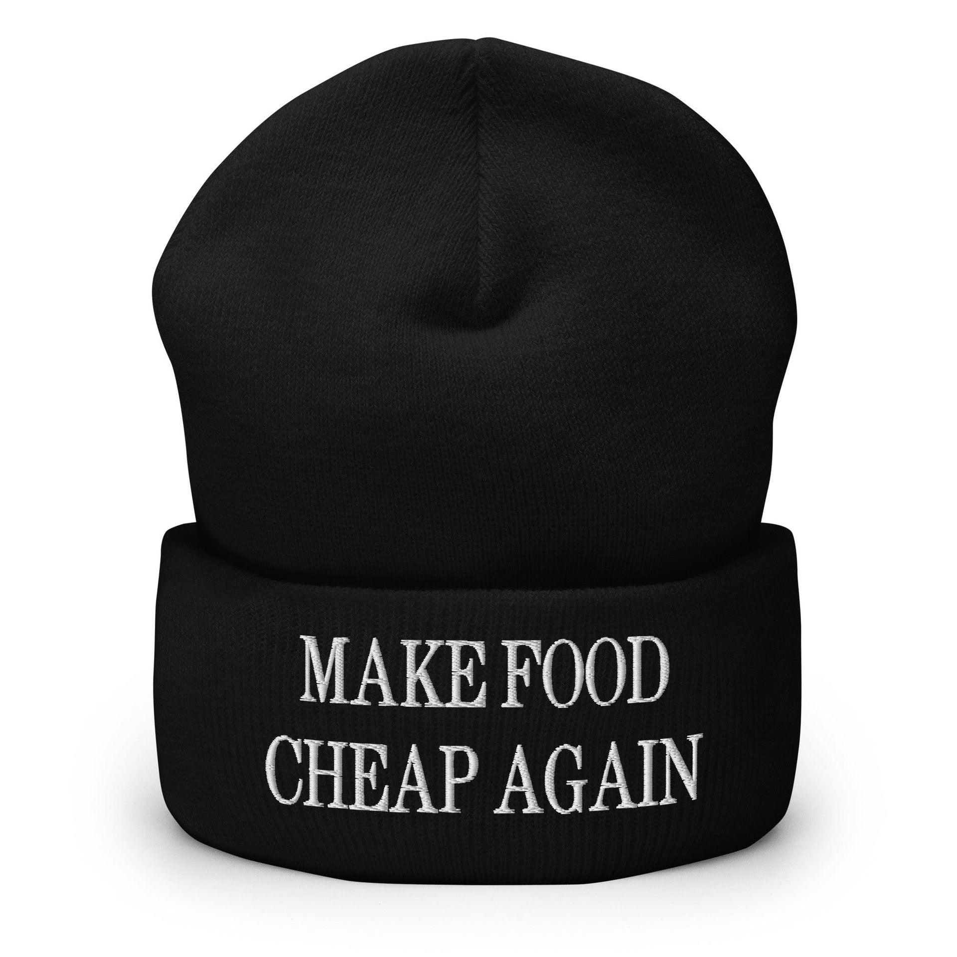 Make Food It Again Embroidered Knit Cuffed Beanie Black Beanies Capital Crowns Make Again