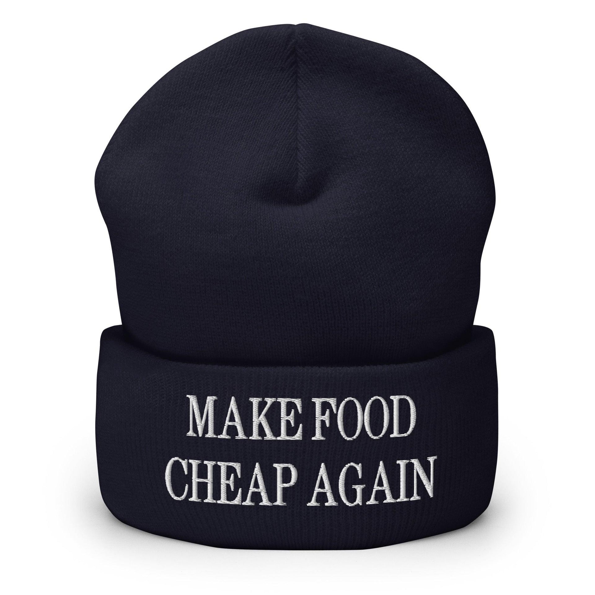 Make Food It Again Embroidered Knit Cuffed Beanie Navy Beanies Capital Crowns Make Again