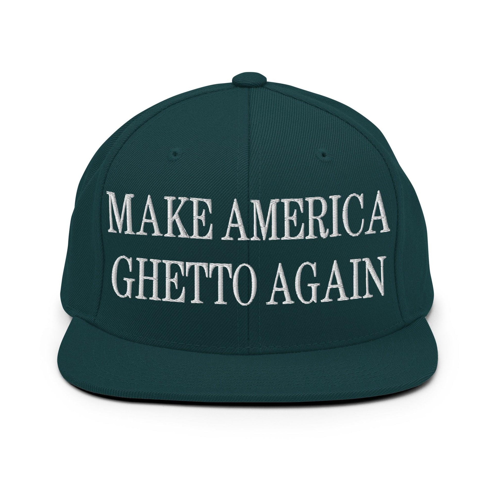Make Us Ghetto Again Embroidered Flat Bill Brim Snapback Hat Spruce Capital Crowns Make Again