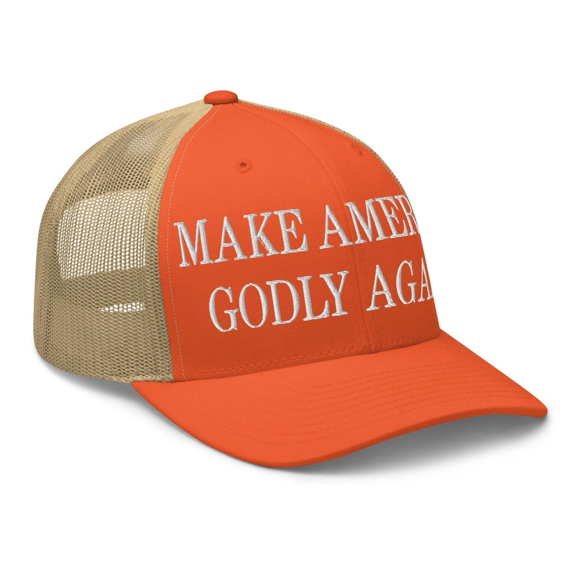 Make Us Godly Again Embroidered Mesh Trucker Hat Capital Crowns Make Again Trucker Hats