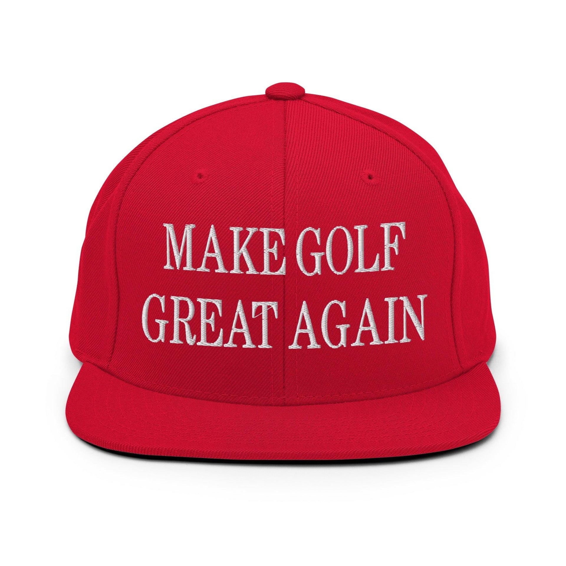 Make Golf Great Again Embroidered Flat Bill Brim Snapback Hat Red Capital Crowns LADs Make Again