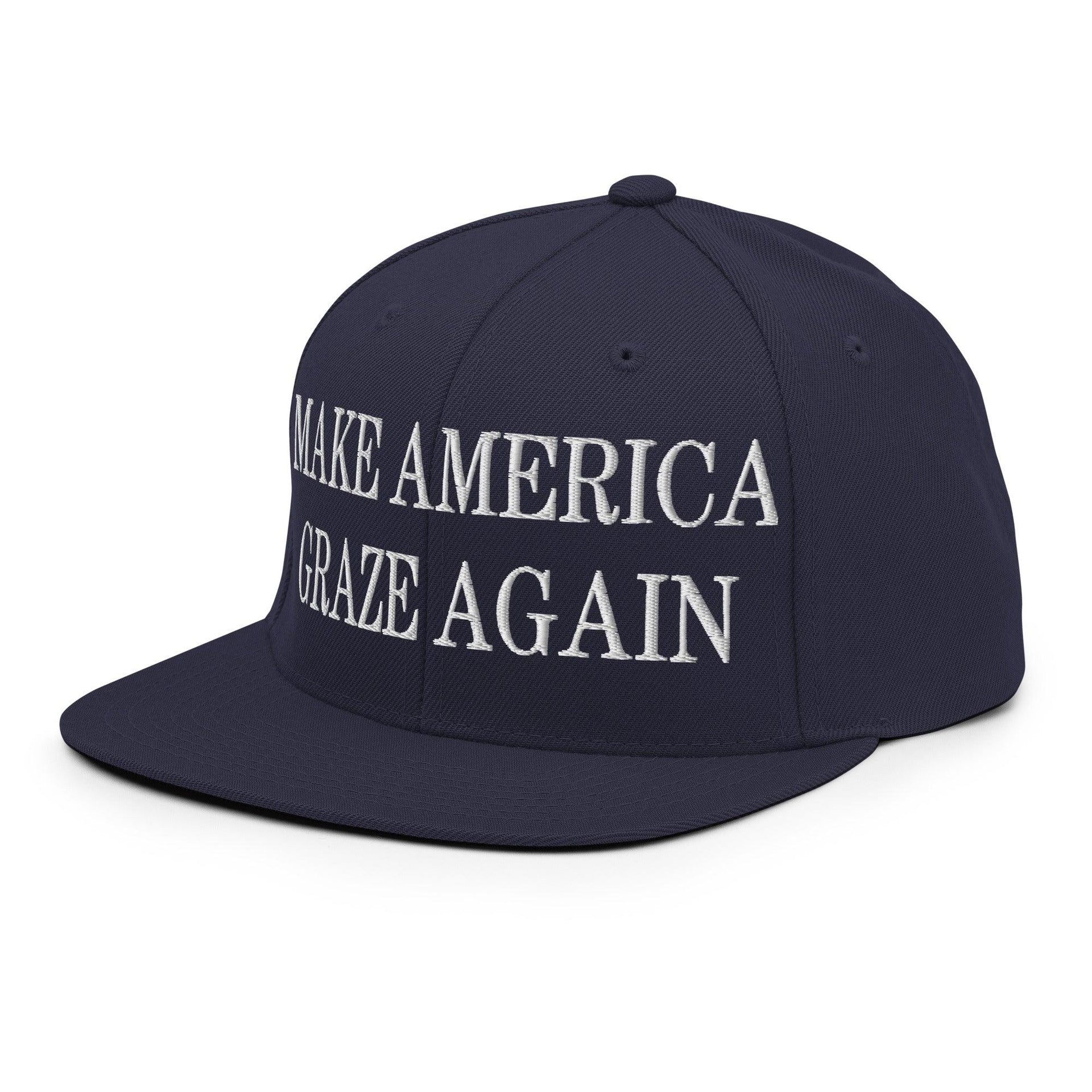Make It Graze Again Embroidered Flat Bill Brim Snapback Hat Capital Crowns LADs Make Again Snapback Hats