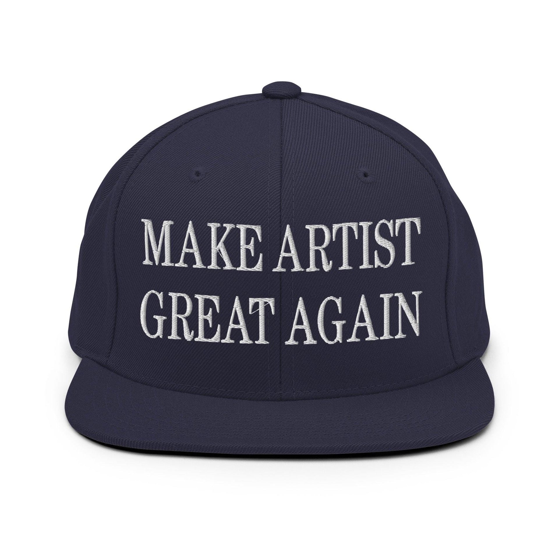 Make Us Great Again Embroidered Flat Bill Brim Snapback Hat Navy Capital Crowns LADs Make Again Snapback Hats