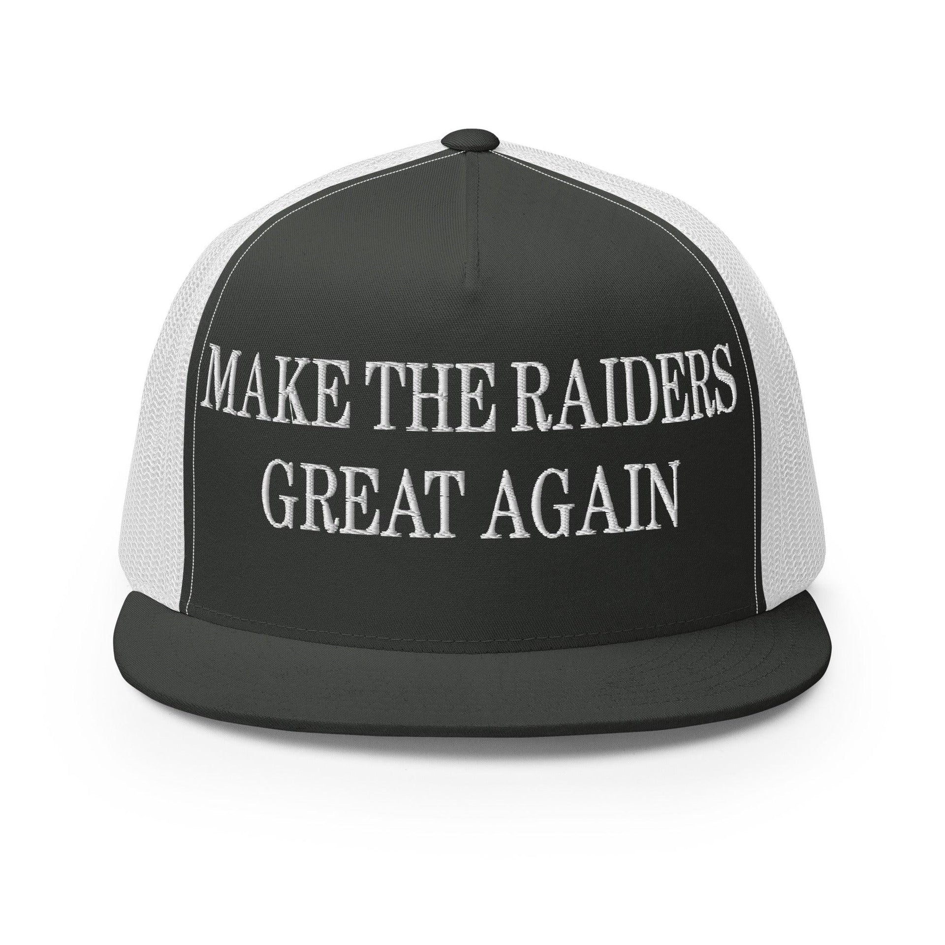 Make Them Great Again Embroidered Mesh Flat Bill Brim Trucker Hat Charcoal White Capital Crowns Football LADs Make Again Trucker Hats
