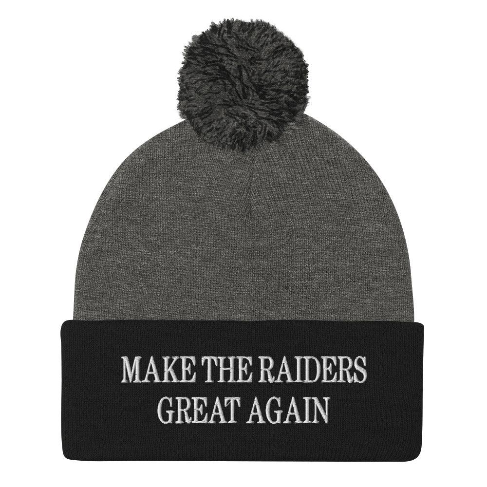 Make Them Great Again Knit Pom Pom Beanie Dark Heather Grey Black Beanies Capital Crowns Football