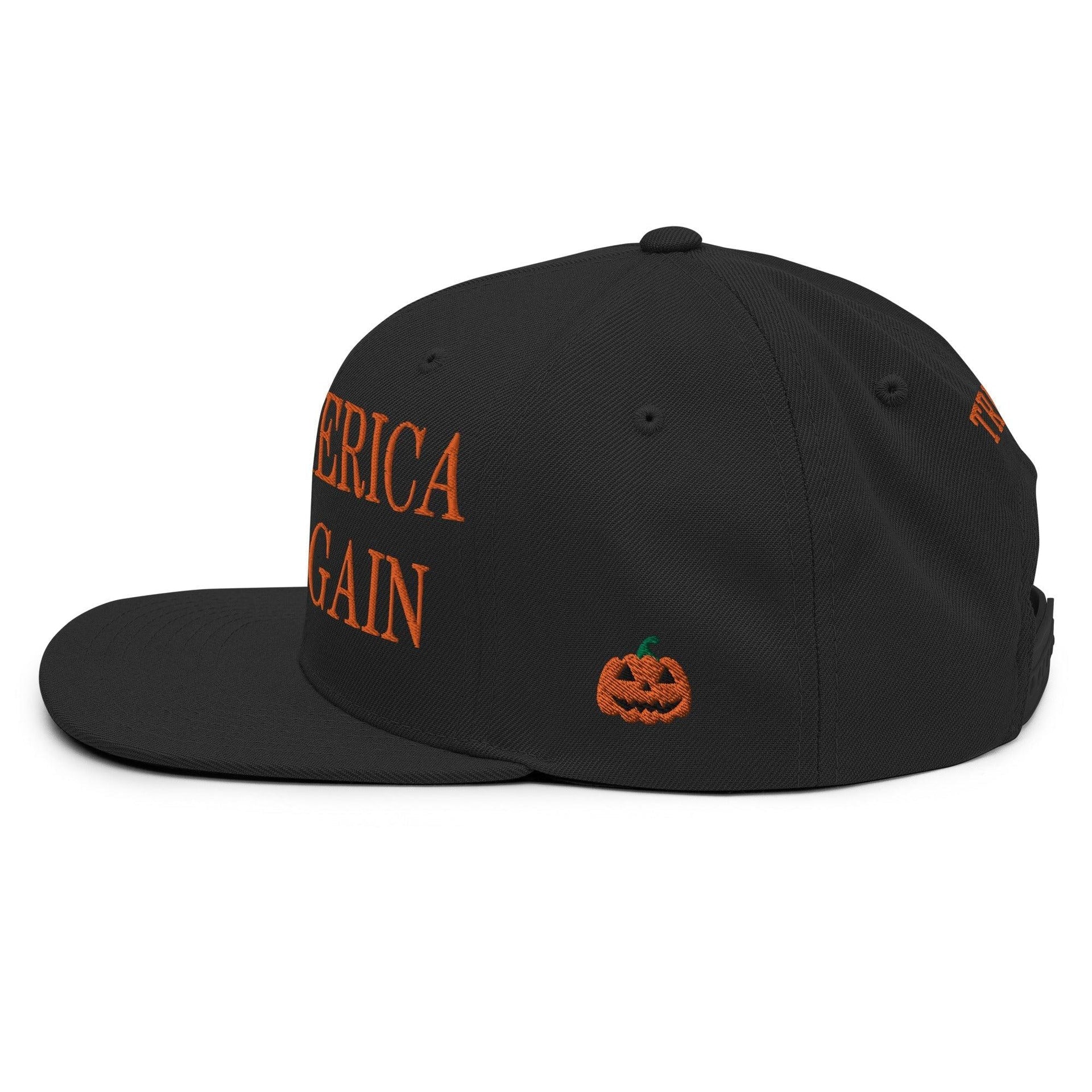 Make Us Great Again MAGA Halloween Flat Bill Brim Snapback Hat Capital Crowns Conservative Halloween LADs Make Again Snapback Hats Trump Halloween