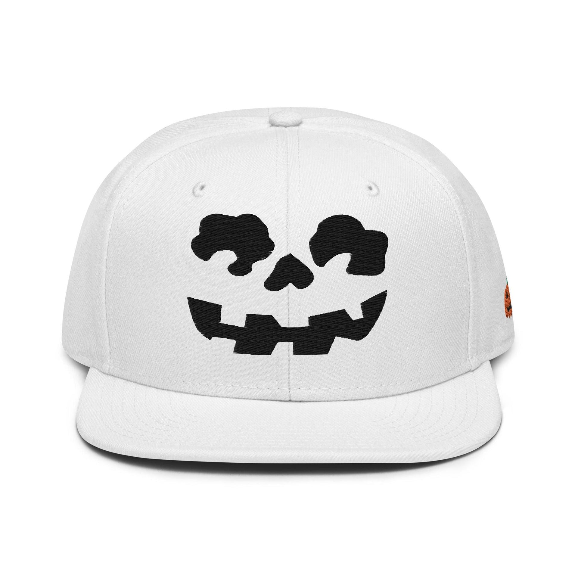 Make Us Great Again MAGA Skull Halloween Flat Bill Brim High Crown Snapback Hat Capital Crowns Conservative Halloween LADs Make Again Snapback Hats Trump Halloween White
