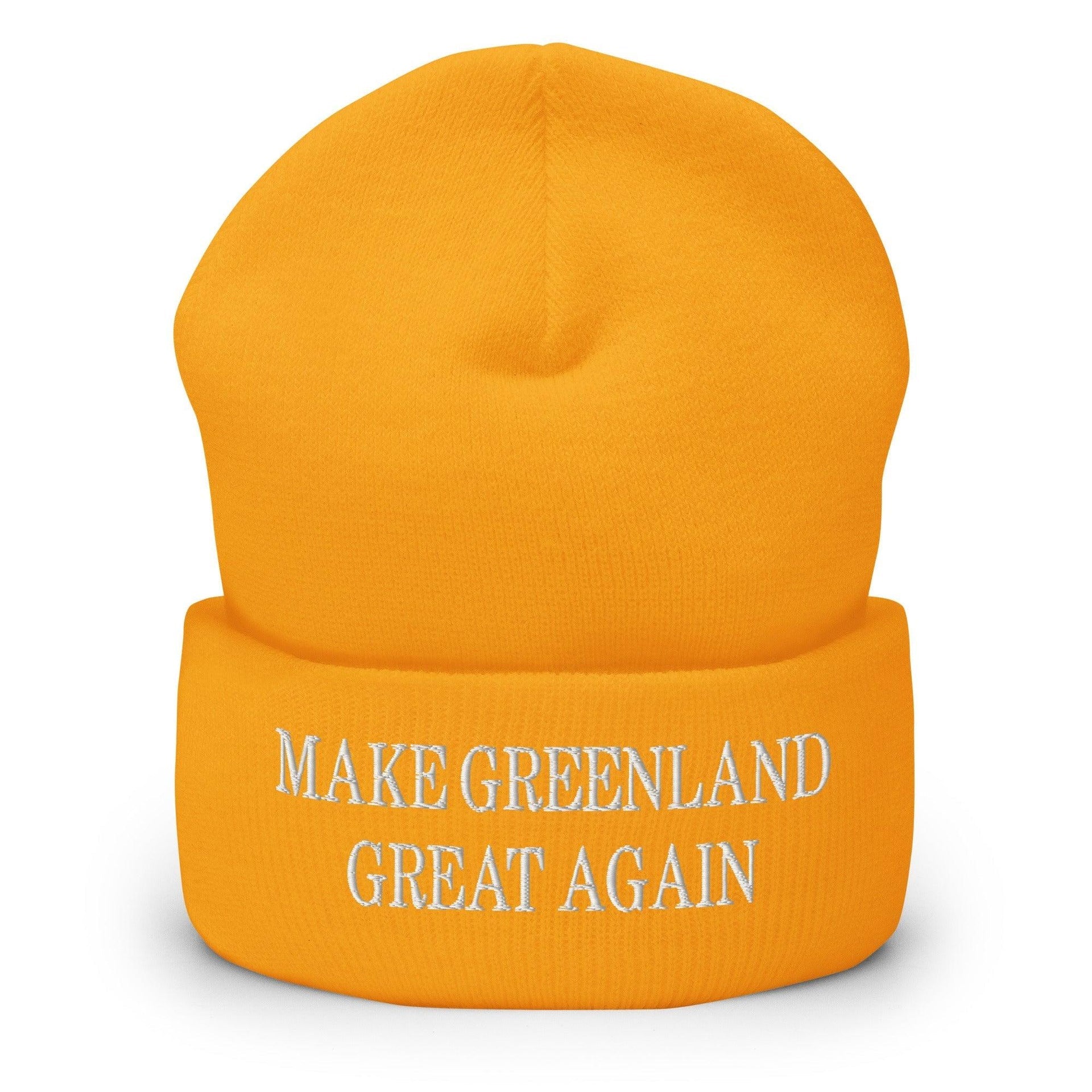Make Greenland Great Again Embroidered Knit Cuffed Beanie Gold Beanies Capital Crowns Conservative LADs Make Again