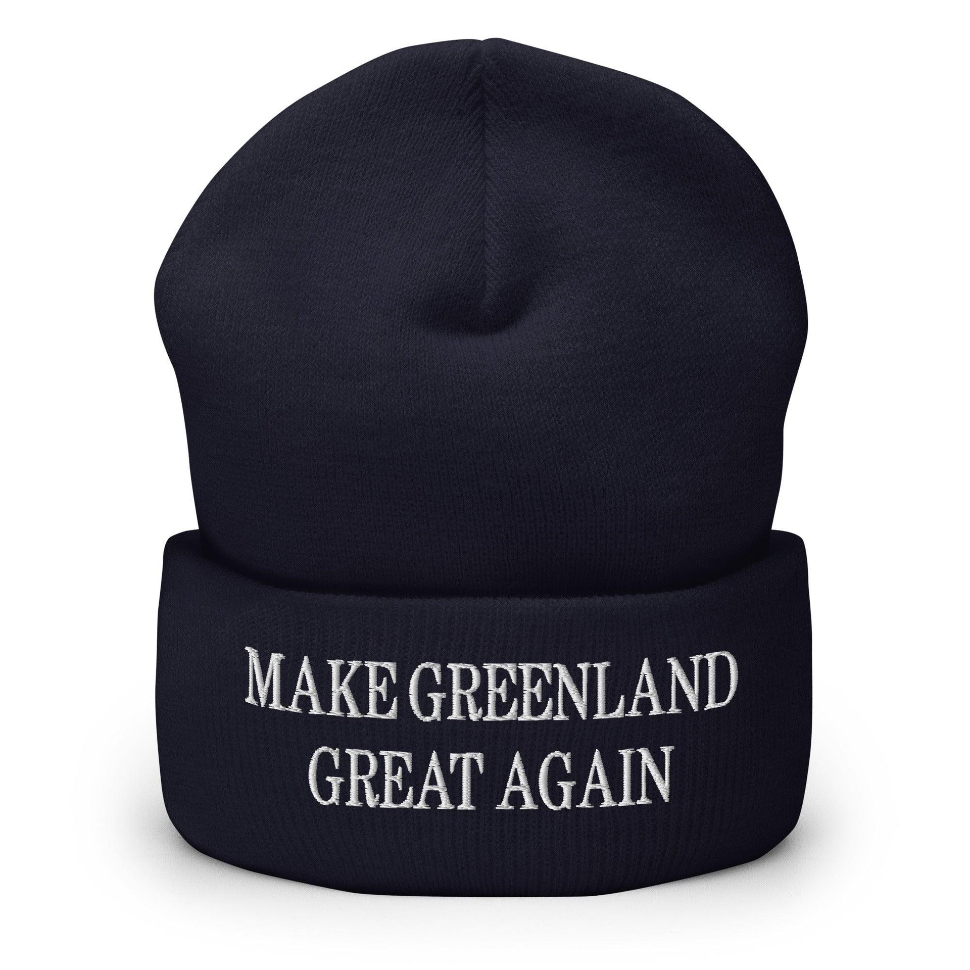 Make Greenland Great Again Embroidered Knit Cuffed Beanie Navy Beanies Capital Crowns Conservative LADs Make Again