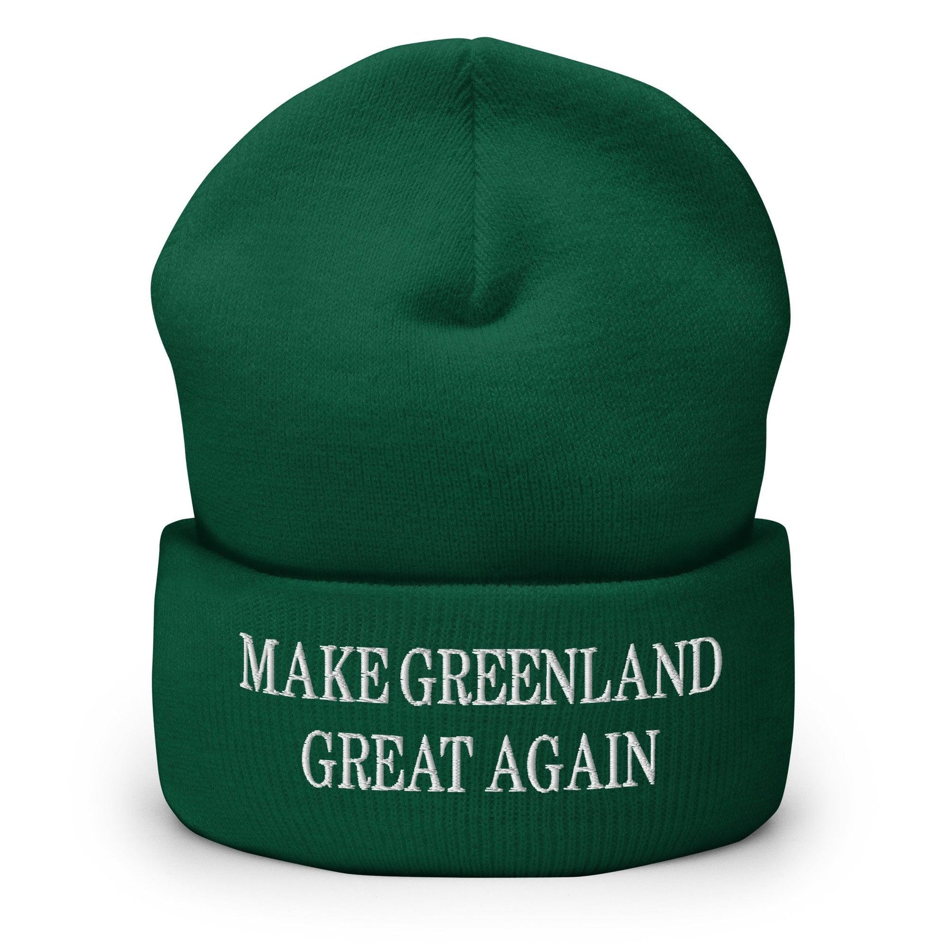 Make Greenland Great Again Embroidered Knit Cuffed Beanie Spruce Beanies Capital Crowns Conservative LADs Make Again
