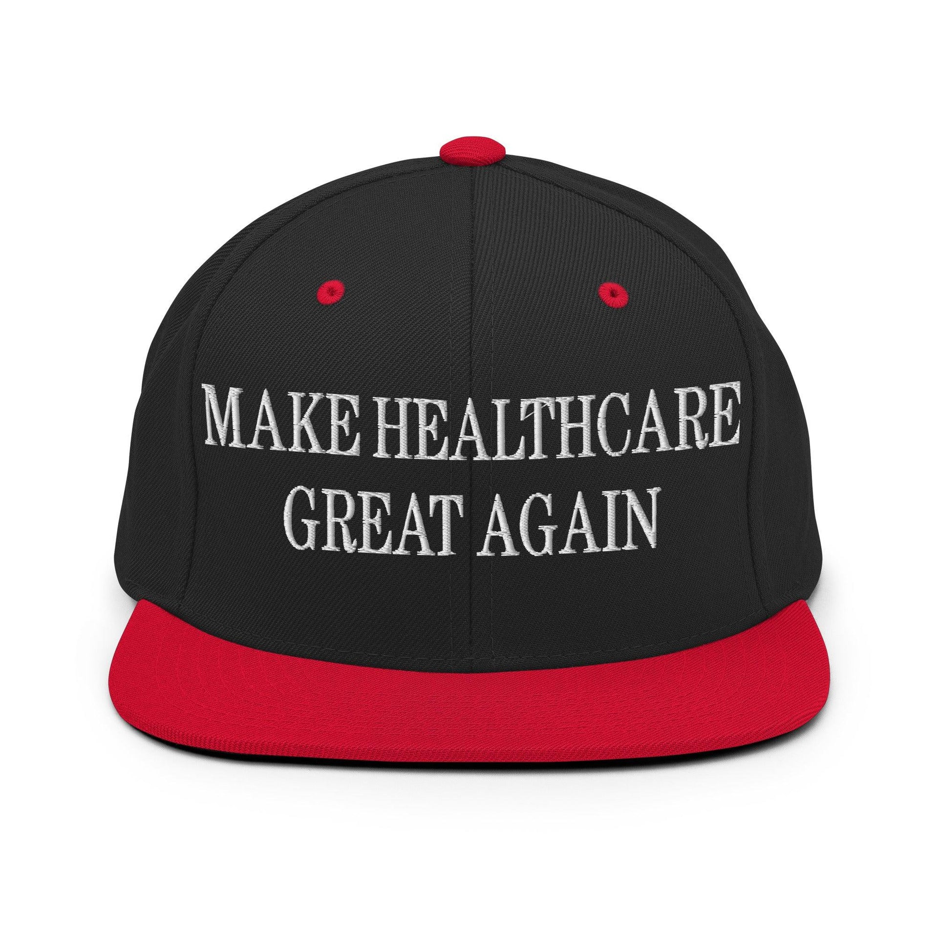 Make Healthcare Great Again Embroidered Flat Bill Brim Snapback Hat Black Red Capital Crowns LADs Make Again Snapback Hats